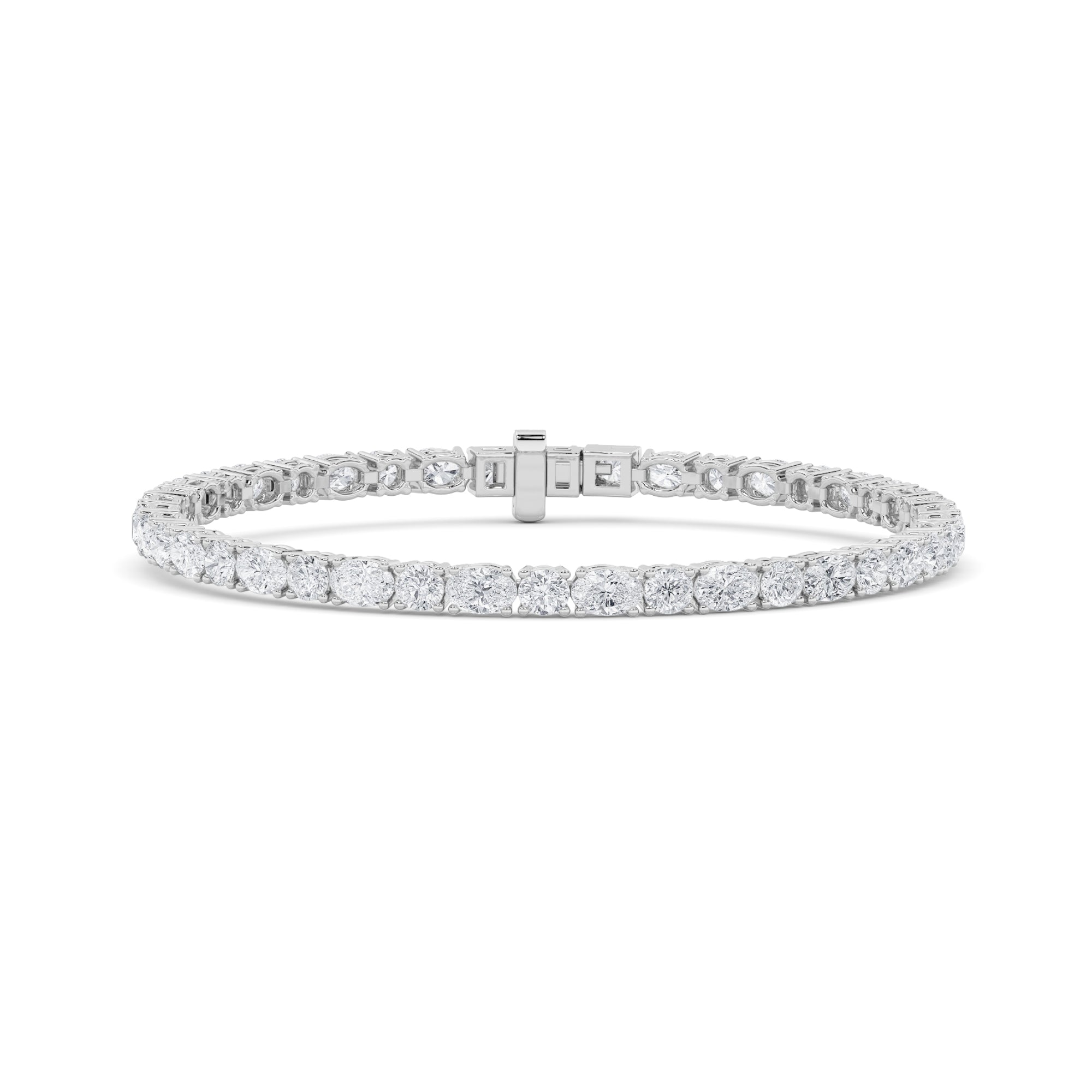 14K White Gold 7ctw Lab Diamond Oval Bracelet