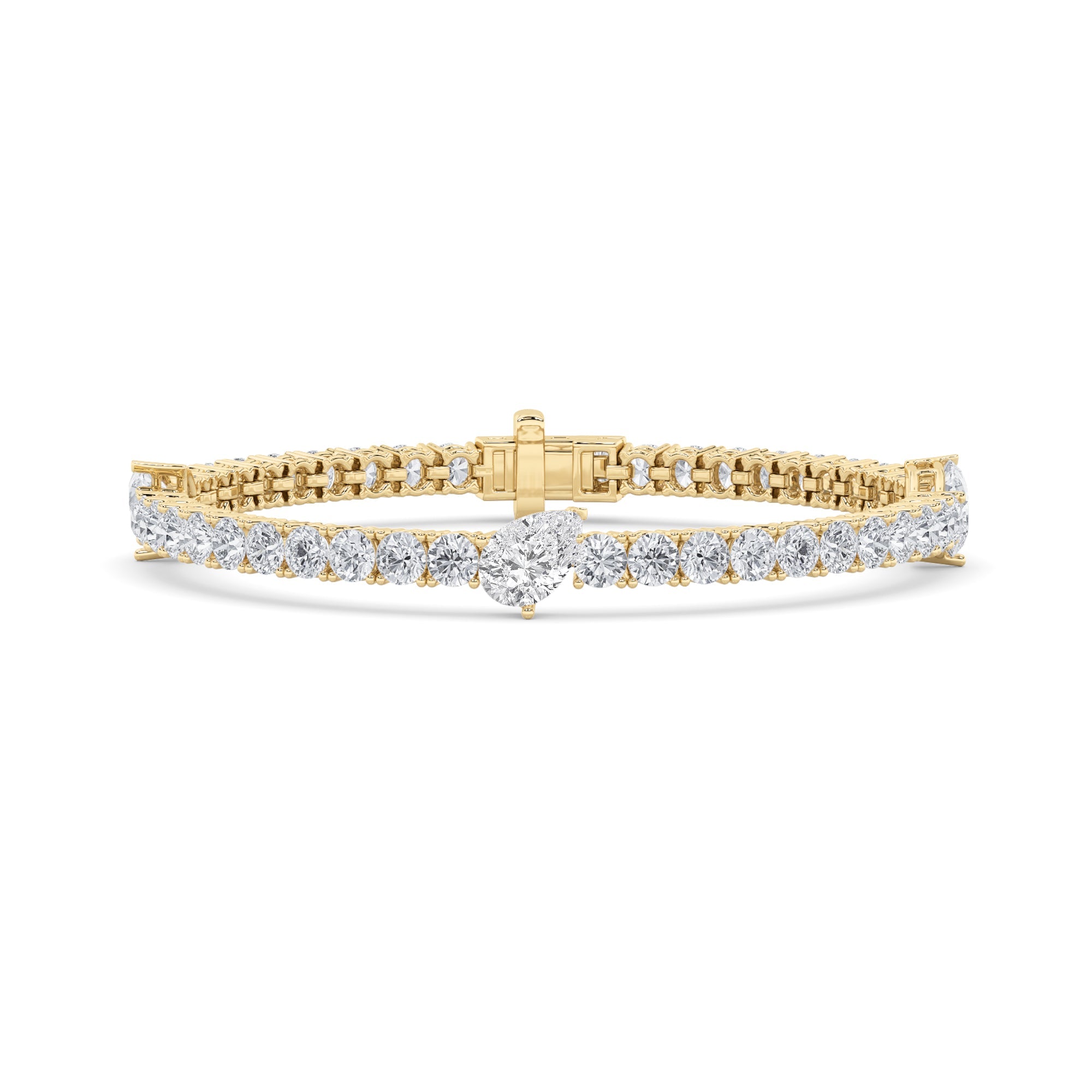 14K Yellow Gold 10ctw Lab Diamond Pear Bracelet