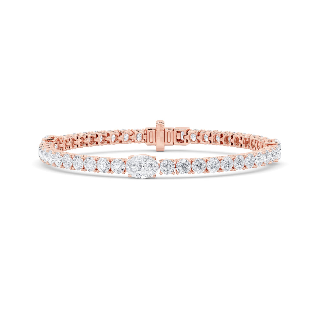 14K Rose Gold 10ctw Lab Diamond Oval Statement Bracelet