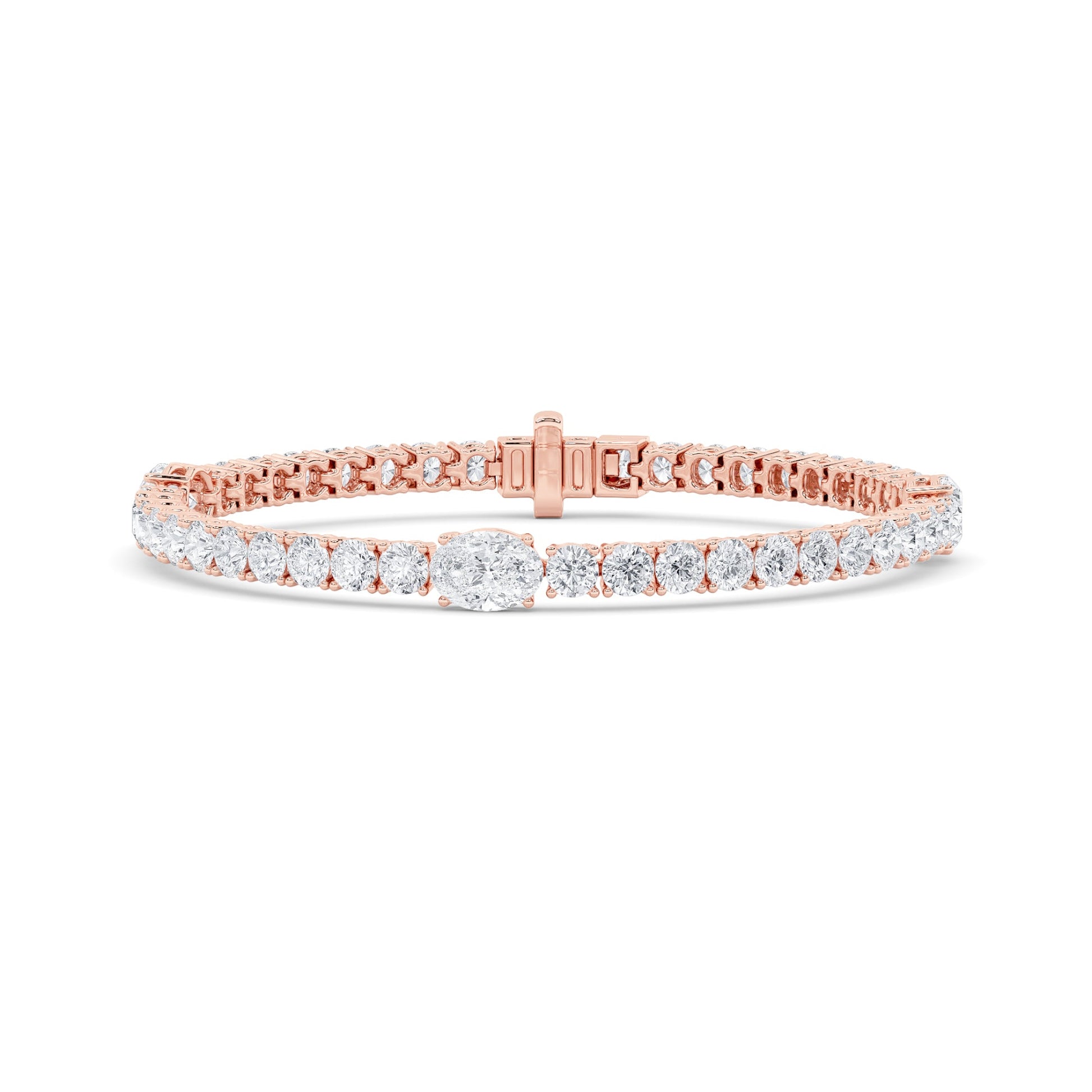 14K Rose Gold 10ctw Lab Diamond Oval Statement Bracelet