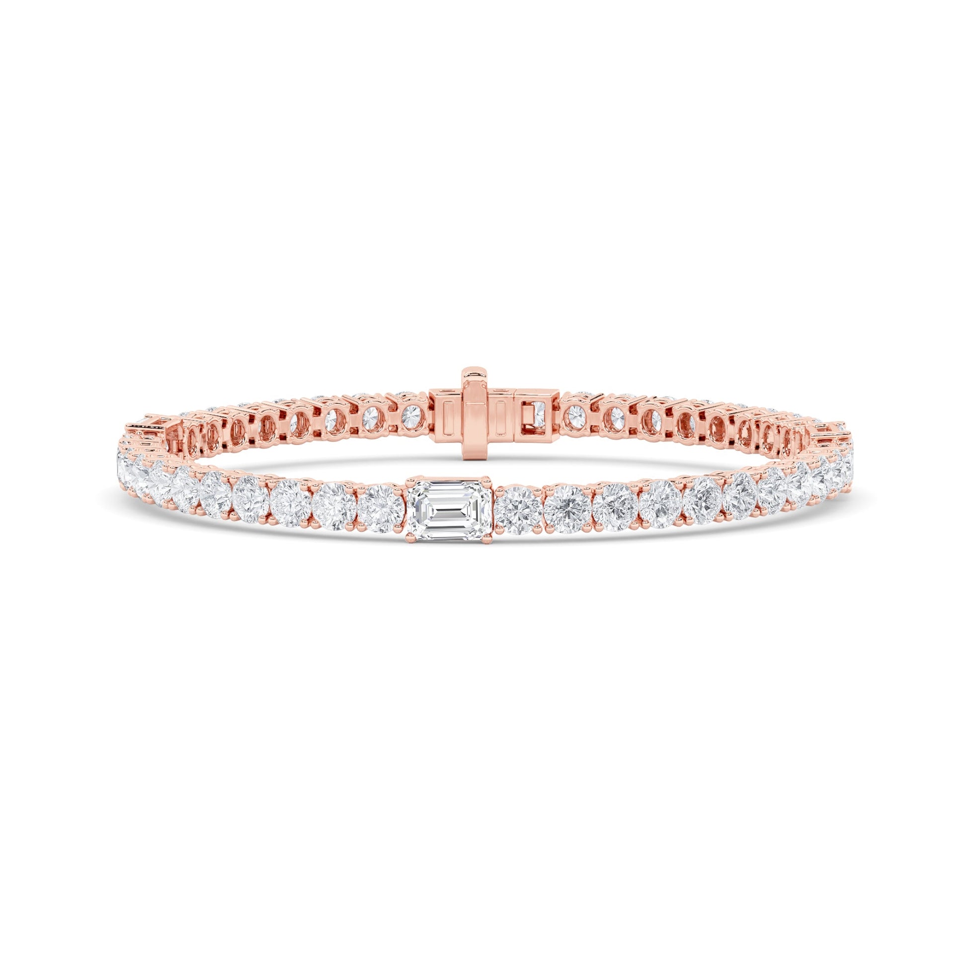 14K Rose Gold Lab Diamond Emerald Bracelet 10.05ctw