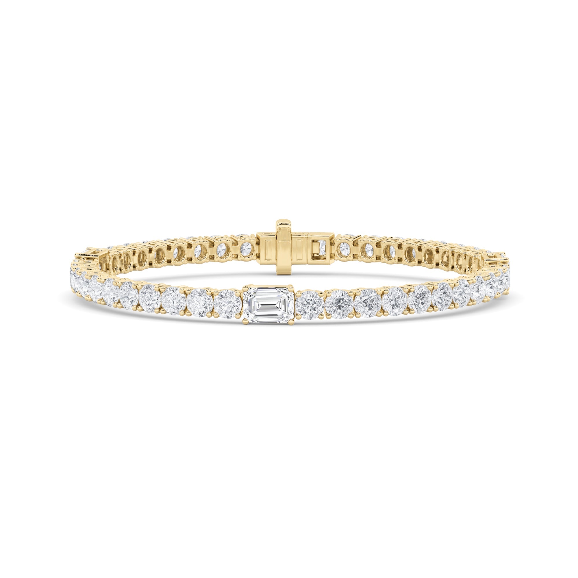 14K Yellow Gold 10.05ctw Lab Diamond Emerald Bracelet