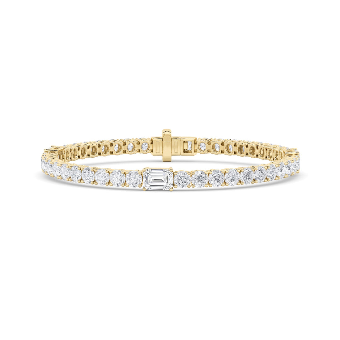14K Yellow Gold 10.05ctw Lab Diamond Emerald Bracelet