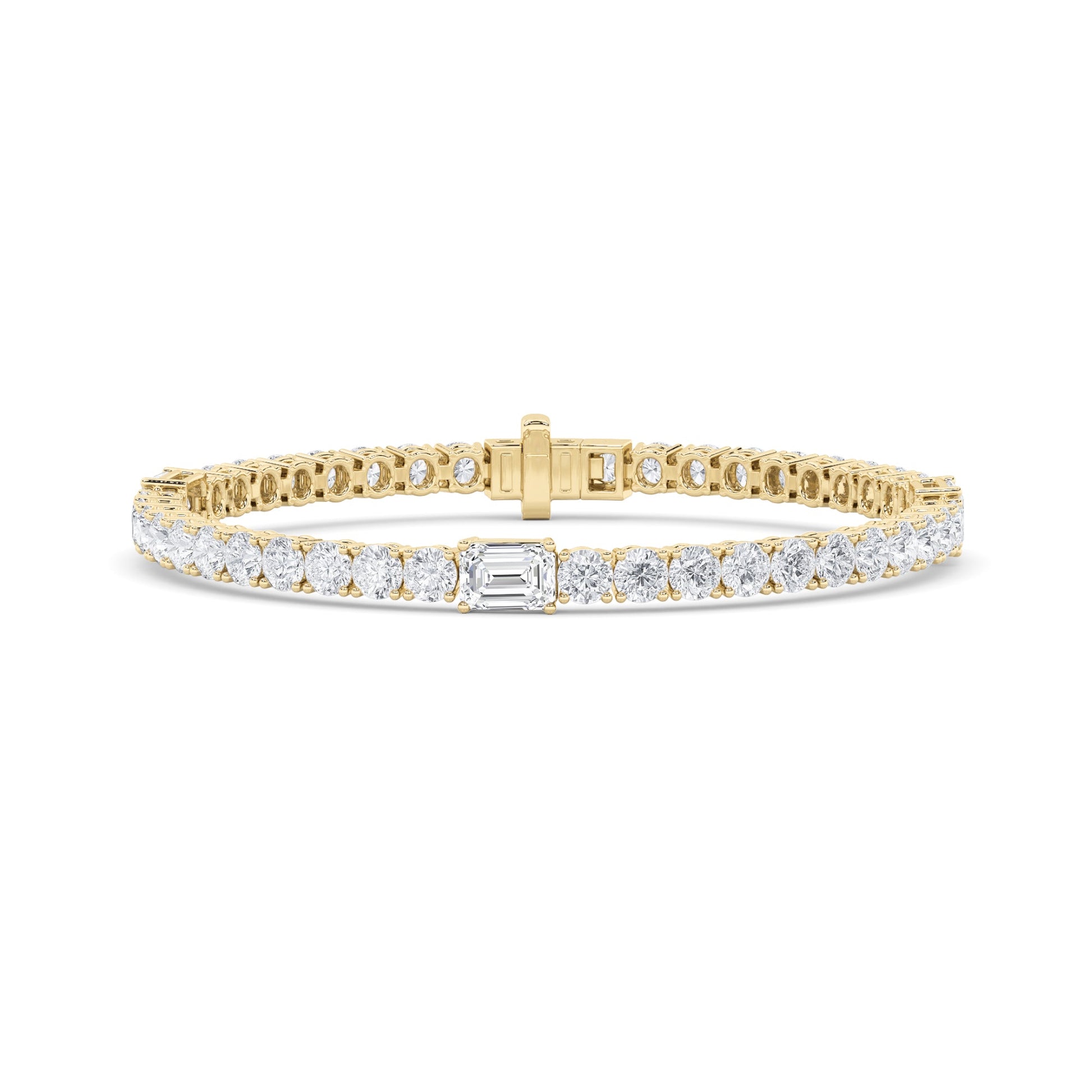 14K Yellow Gold 10.05ctw Lab Diamond Emerald Bracelet