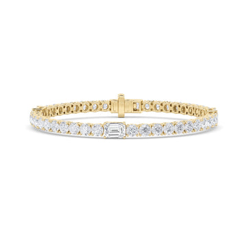 14K Yellow Gold 10.05ctw Lab Diamond Emerald Bracelet