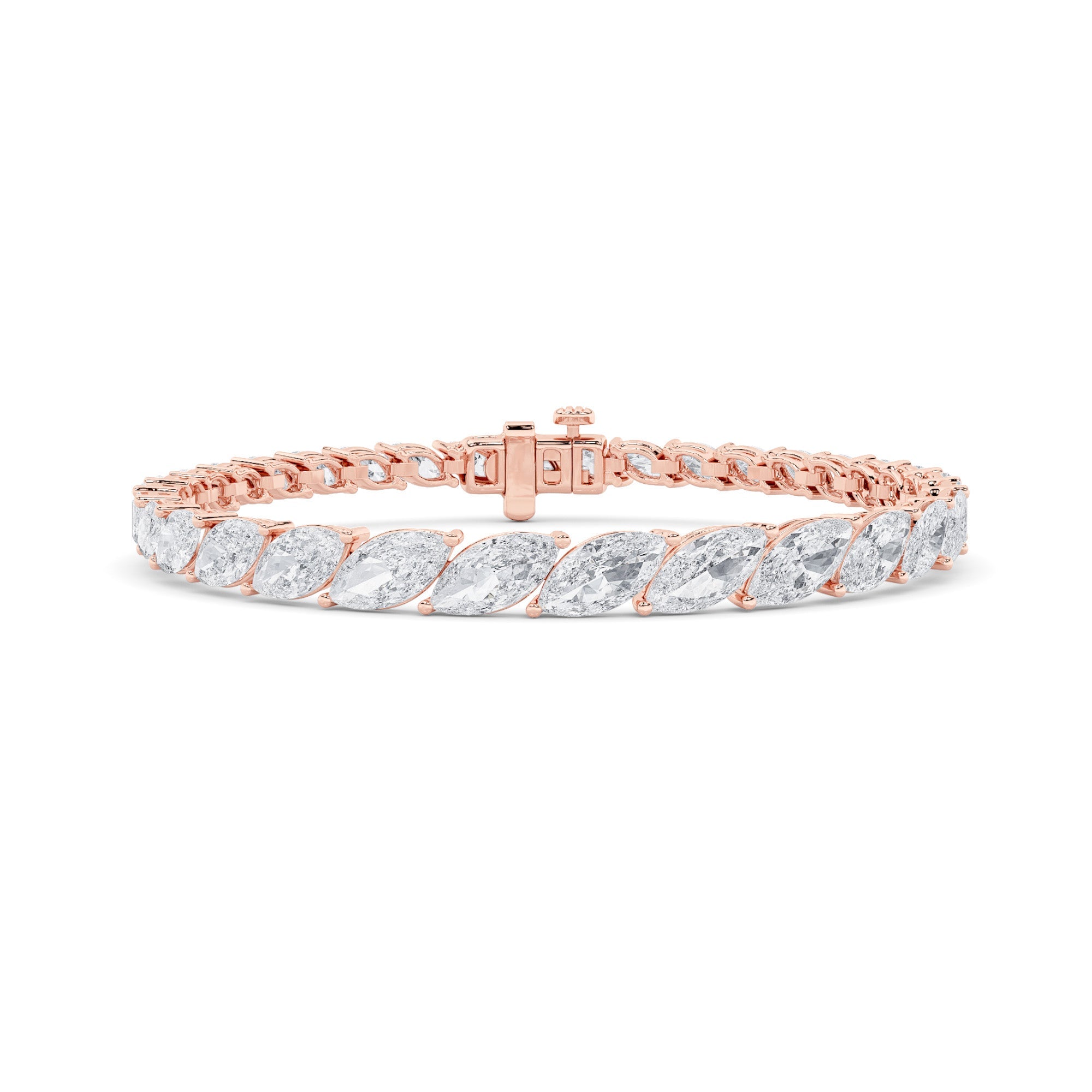 14K Rose Gold 13ctw Lab Diamond Marquise Bracelet