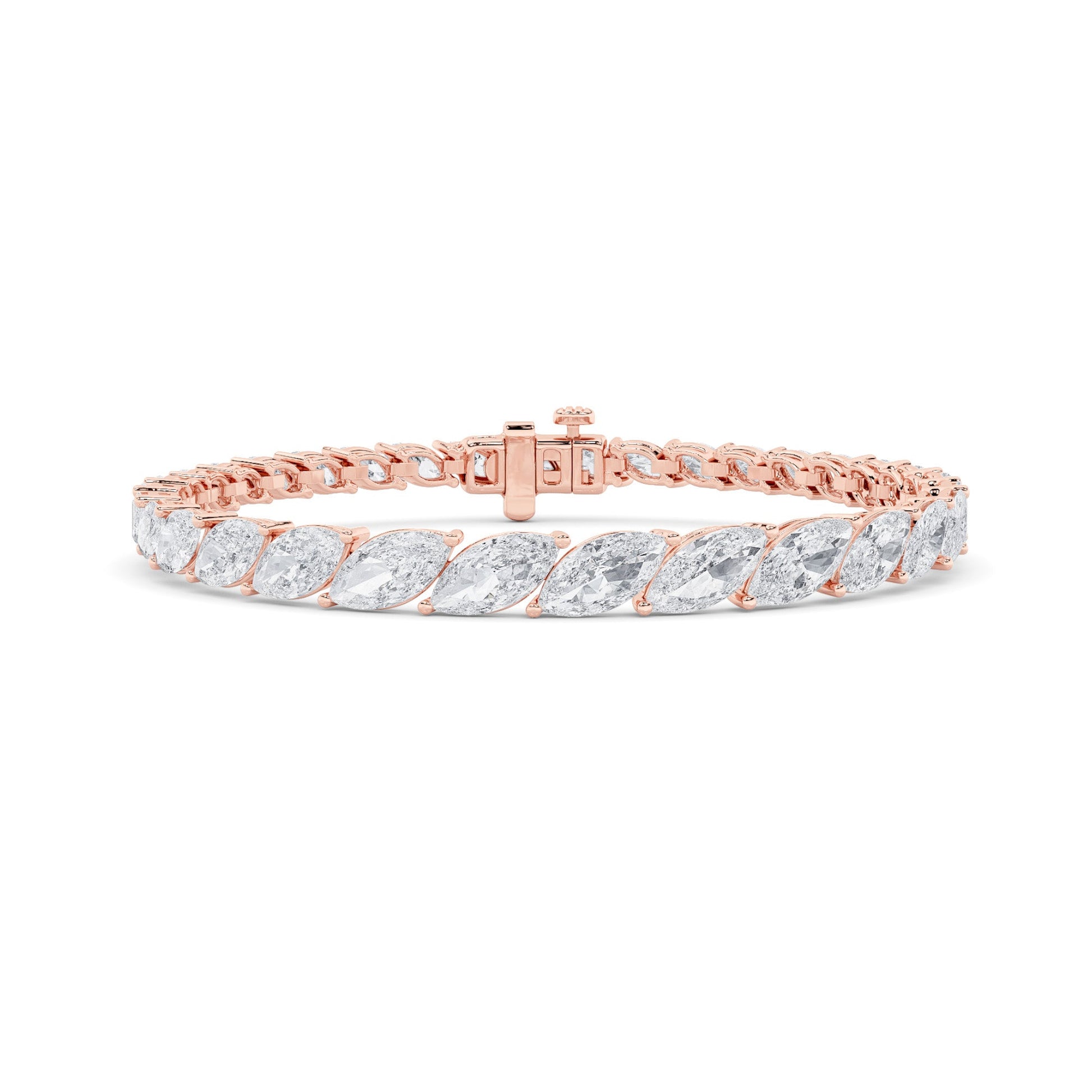 14K Rose Gold 13ctw Lab Diamond Marquise Bracelet