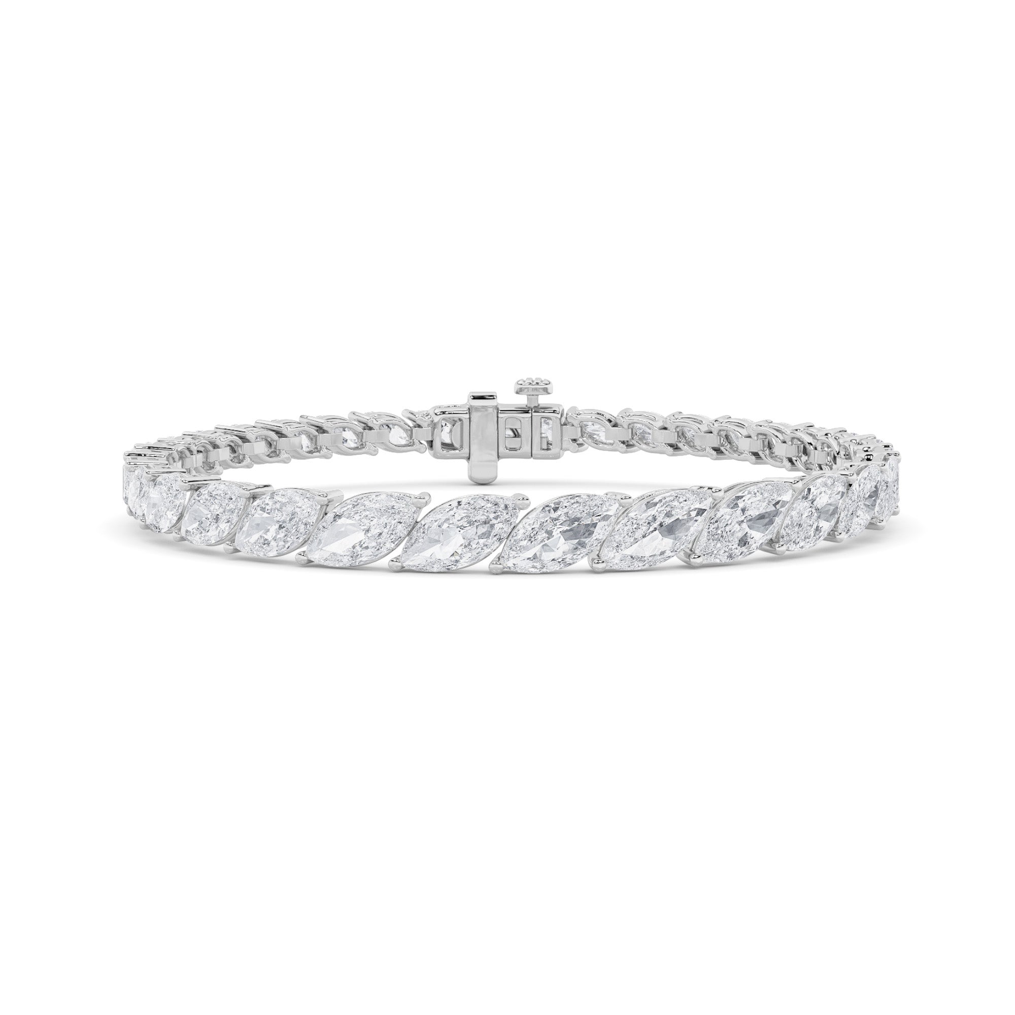 Radiant 14K White 13ctw Marquise Lab Diamond Bracelet