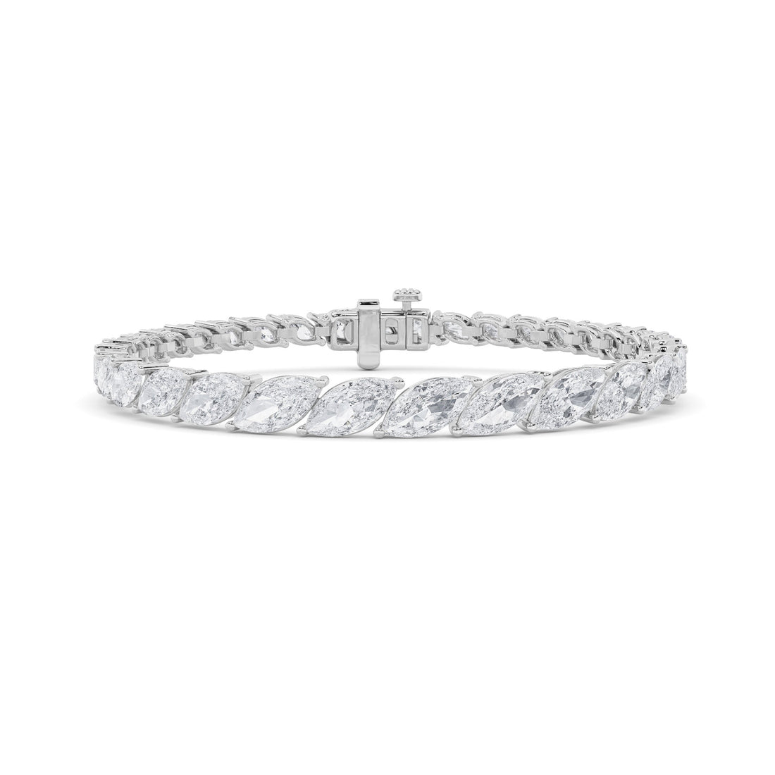 Radiant 14K White 13ctw Marquise Lab Diamond Bracelet
