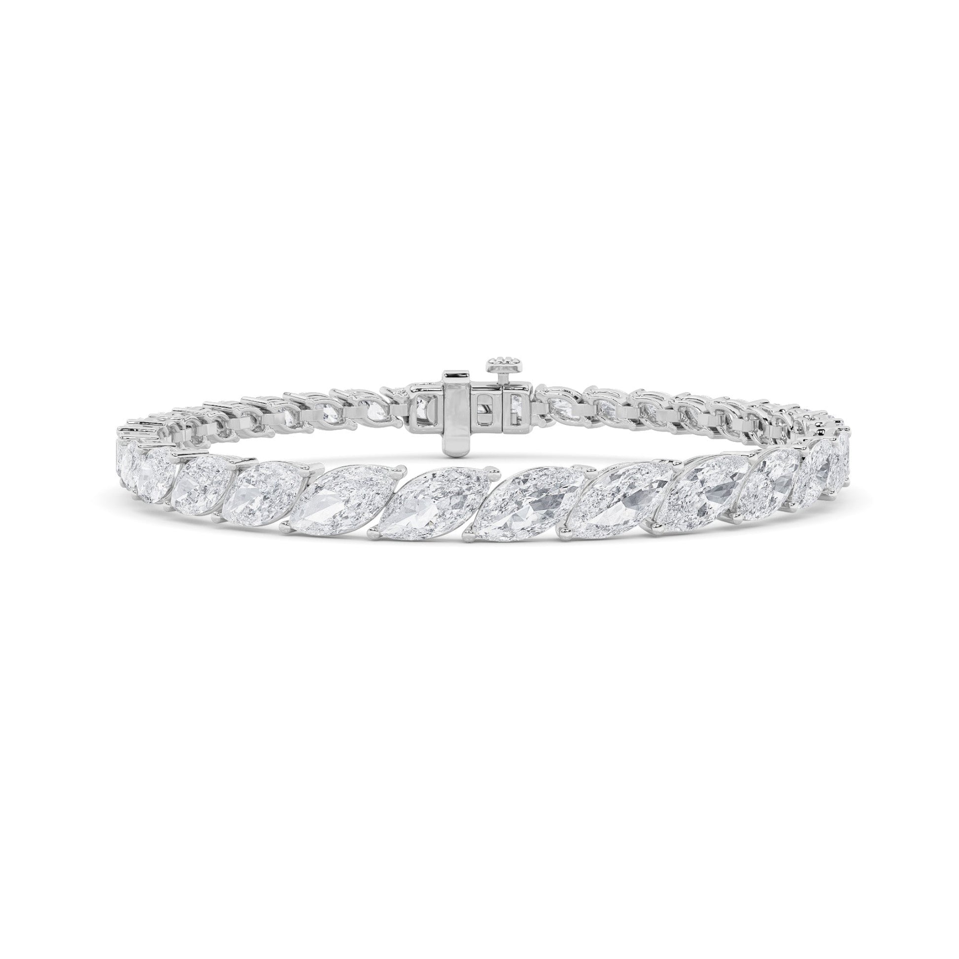 Radiant 14K White 13ctw Marquise Lab Diamond Bracelet