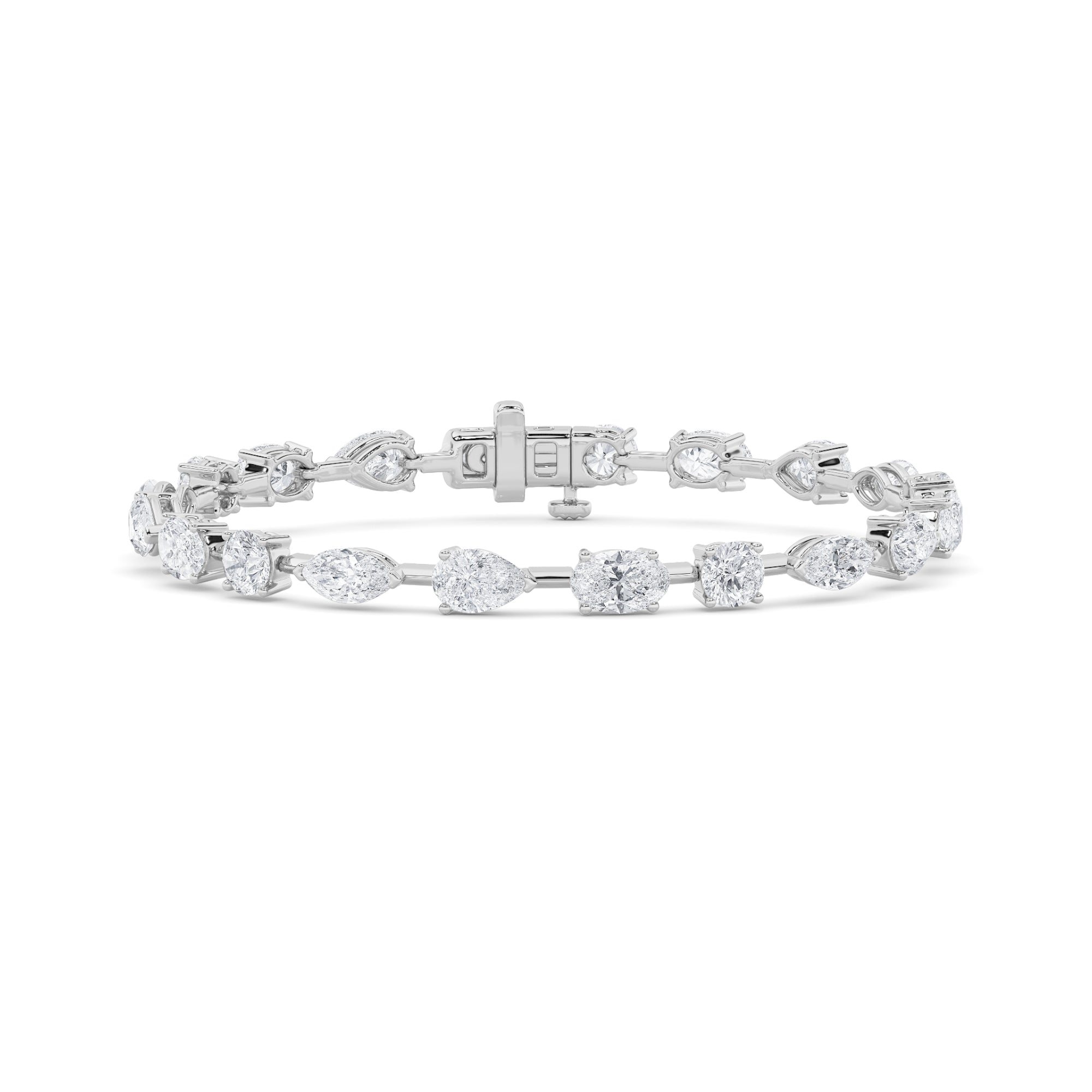Radiant 14K White 7.3ct F+ VVS+ Lab Diamond Bracelet