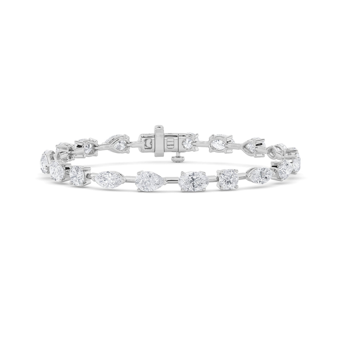 14K White Gold 7.5ctw Lab Diamond Oval Bracelet