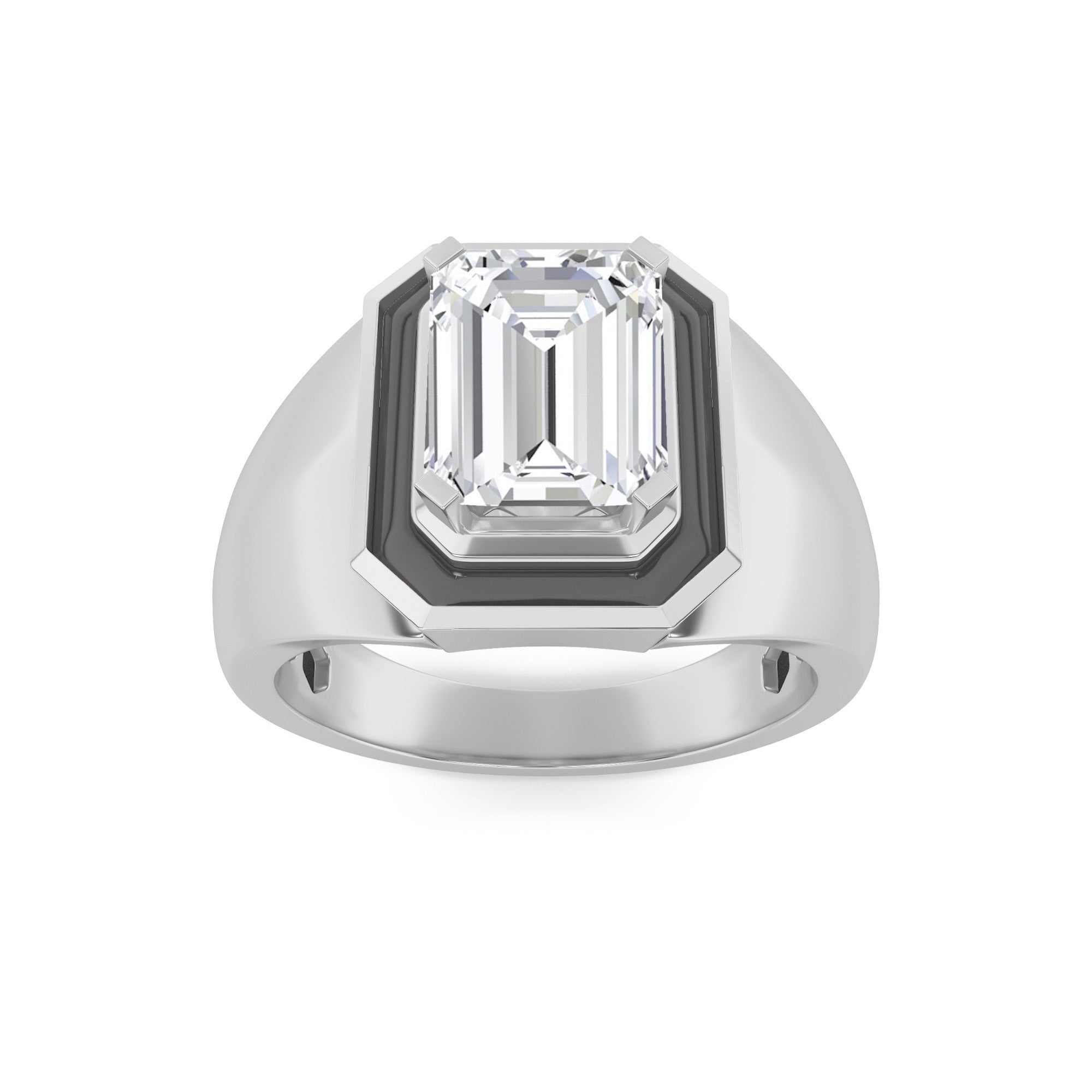 14K White Gold 3ctw Lab Diamond Mens Ring Sz 10