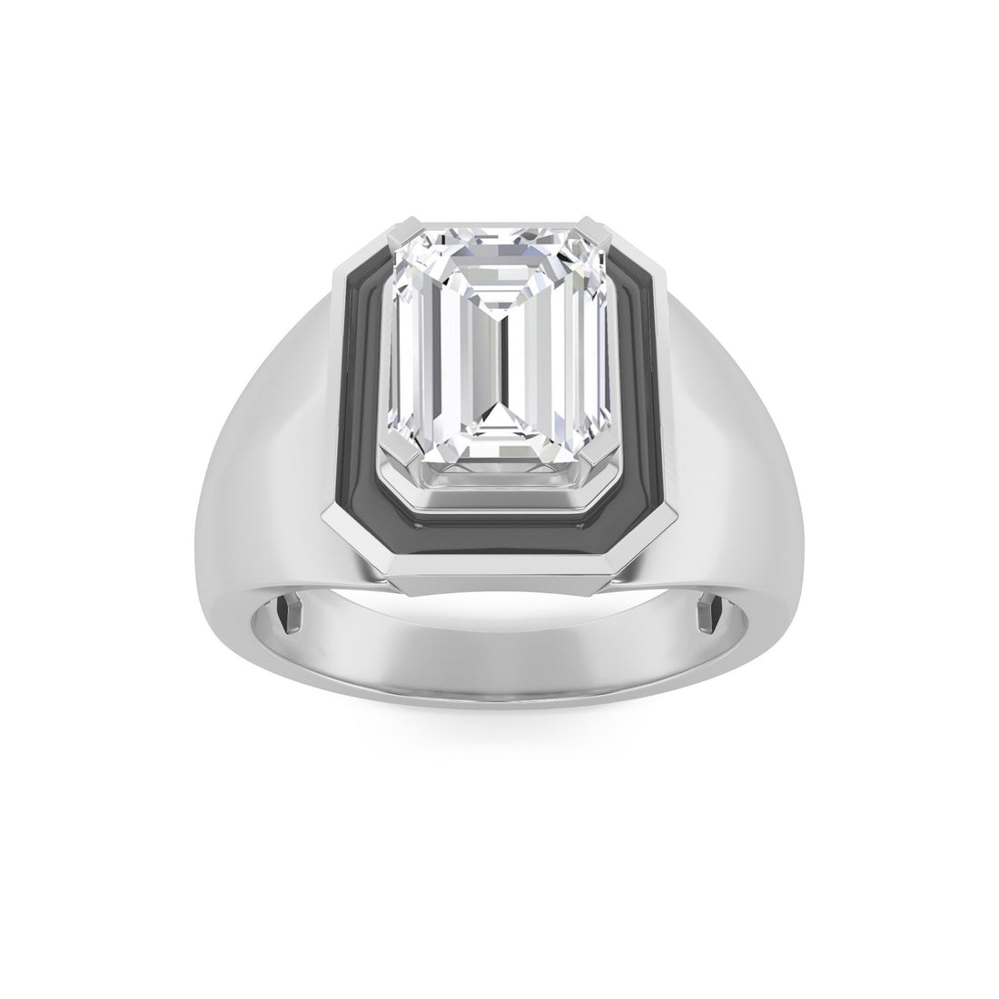 14K White Gold 3ctw Lab Diamond Mens Ring Sz 10