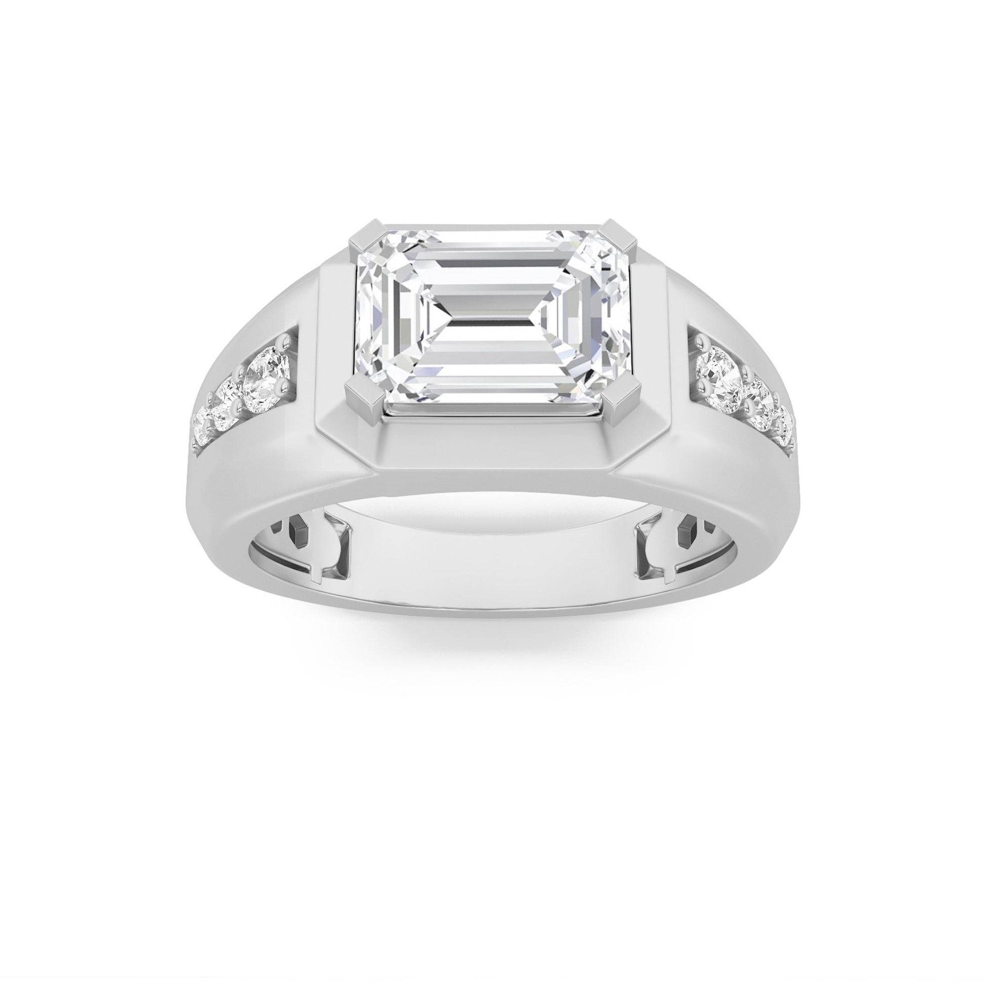 14K White Gold 3.5ctw Lab Diamond Mens Ring Sz 10