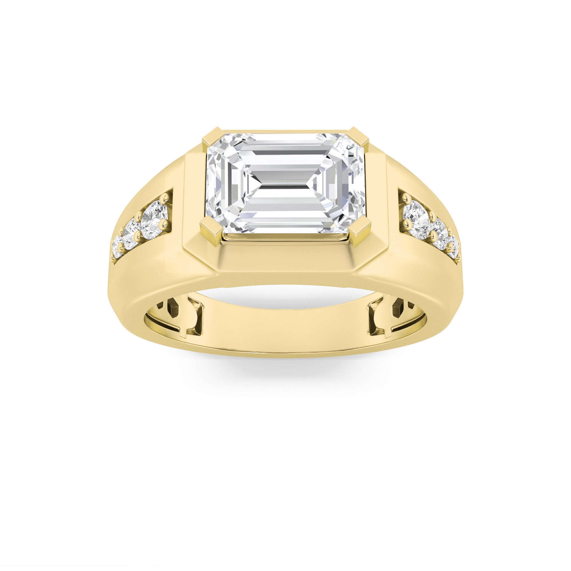 14K Yellow Gold 3.25ct Lab Diamond Mens Ring Sz 10