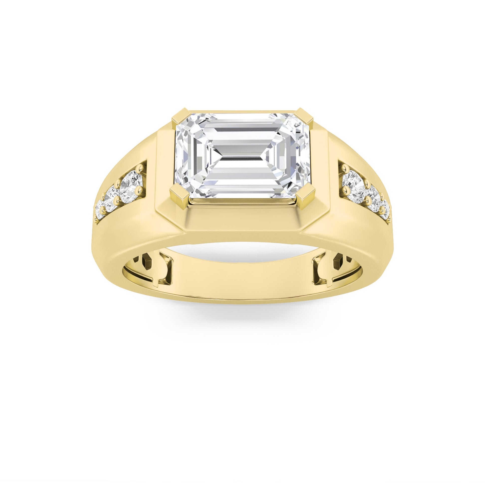 14K Yellow Gold 3.25ct Lab Diamond Mens Ring Sz 10