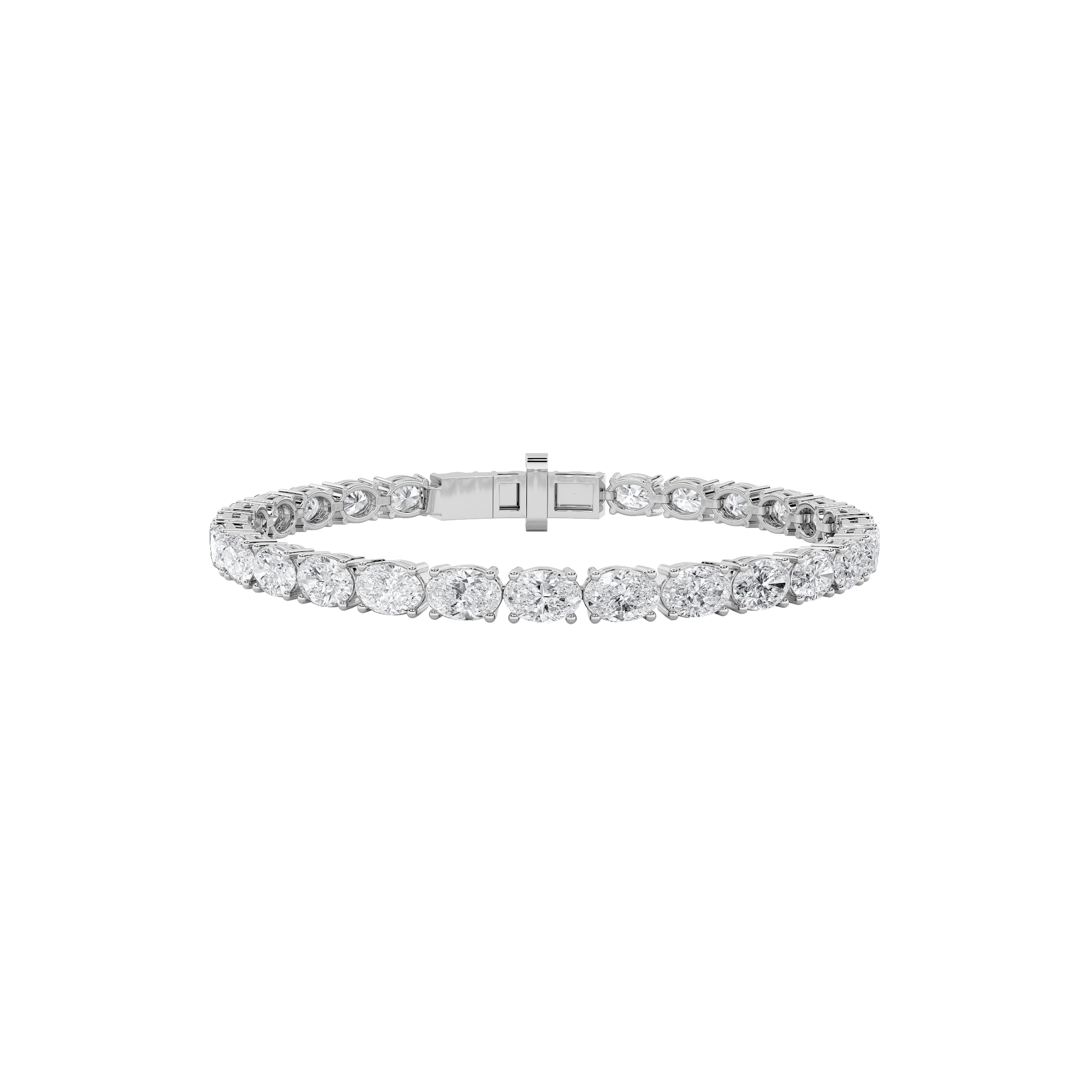 14K White Gold 10.5ctw Lab Diamond Oval Bracelet
