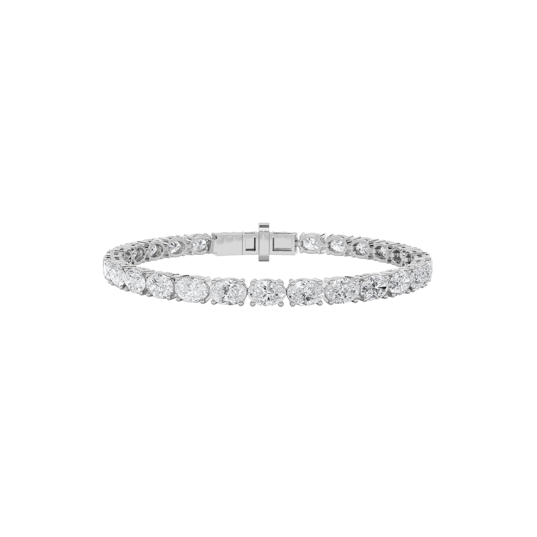 14K White Gold 10.5ctw Lab Diamond Oval Bracelet