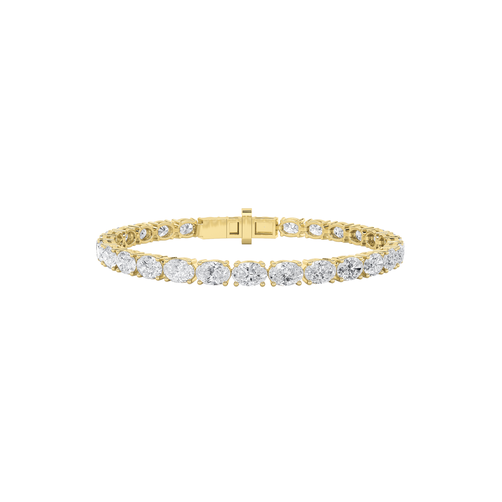 14K Yellow Gold 12ctw Lab Diamond Oval Bracelet