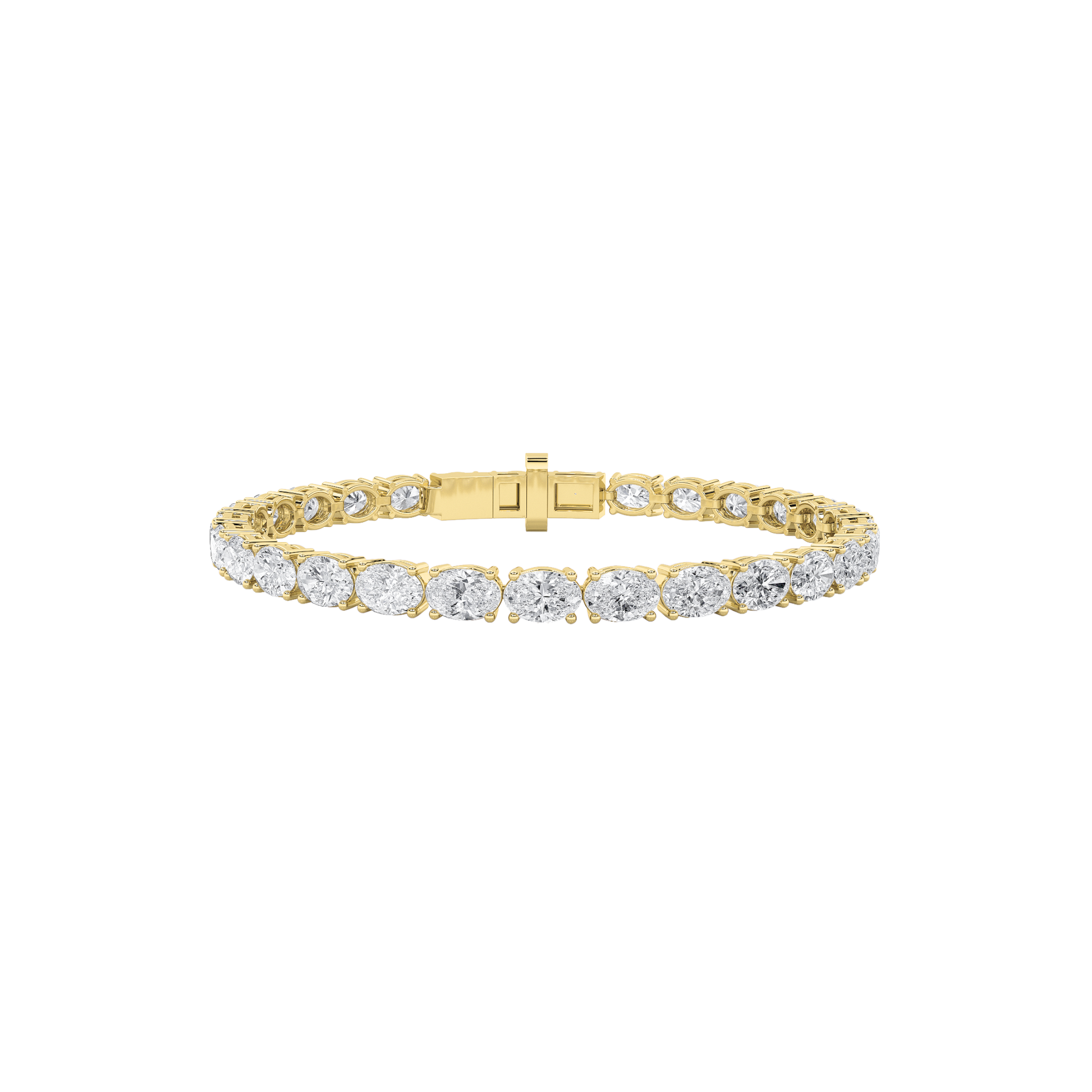 14K Yellow Gold 12ctw Lab Diamond Oval Bracelet