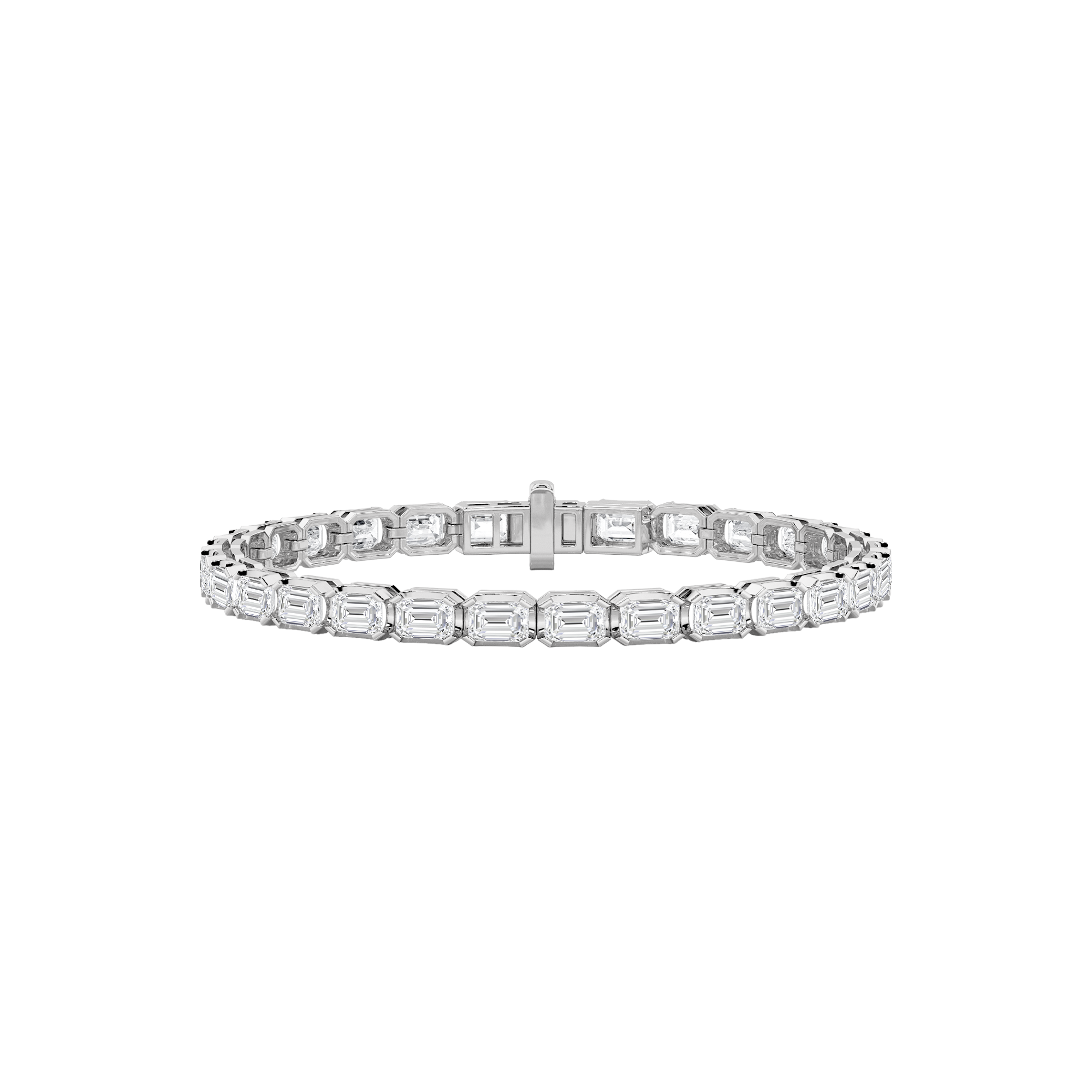 14K White Gold 12ctw Lab Diamond Emerald Cut Bracelet