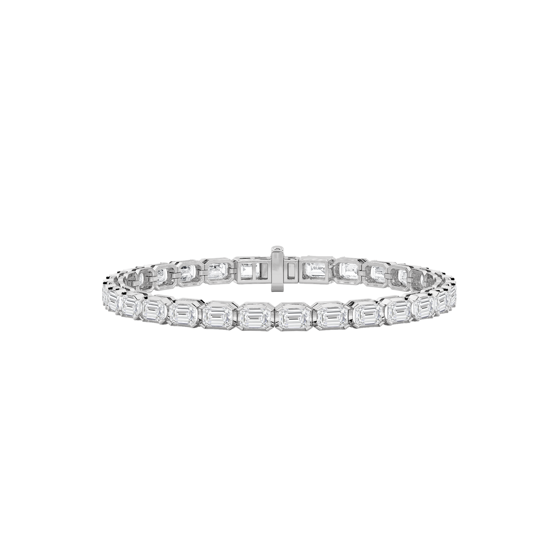 14K White Gold 12ctw Lab Diamond Emerald Cut Bracelet