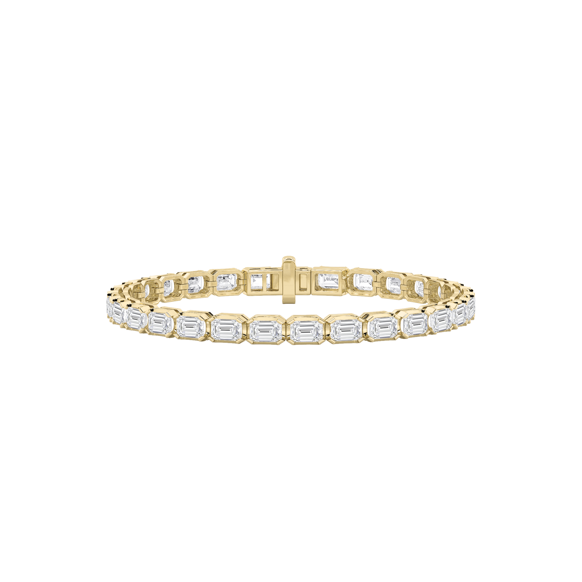 14K Yellow Gold 10ctw Lab Diamond Emerald Cut Bracelet