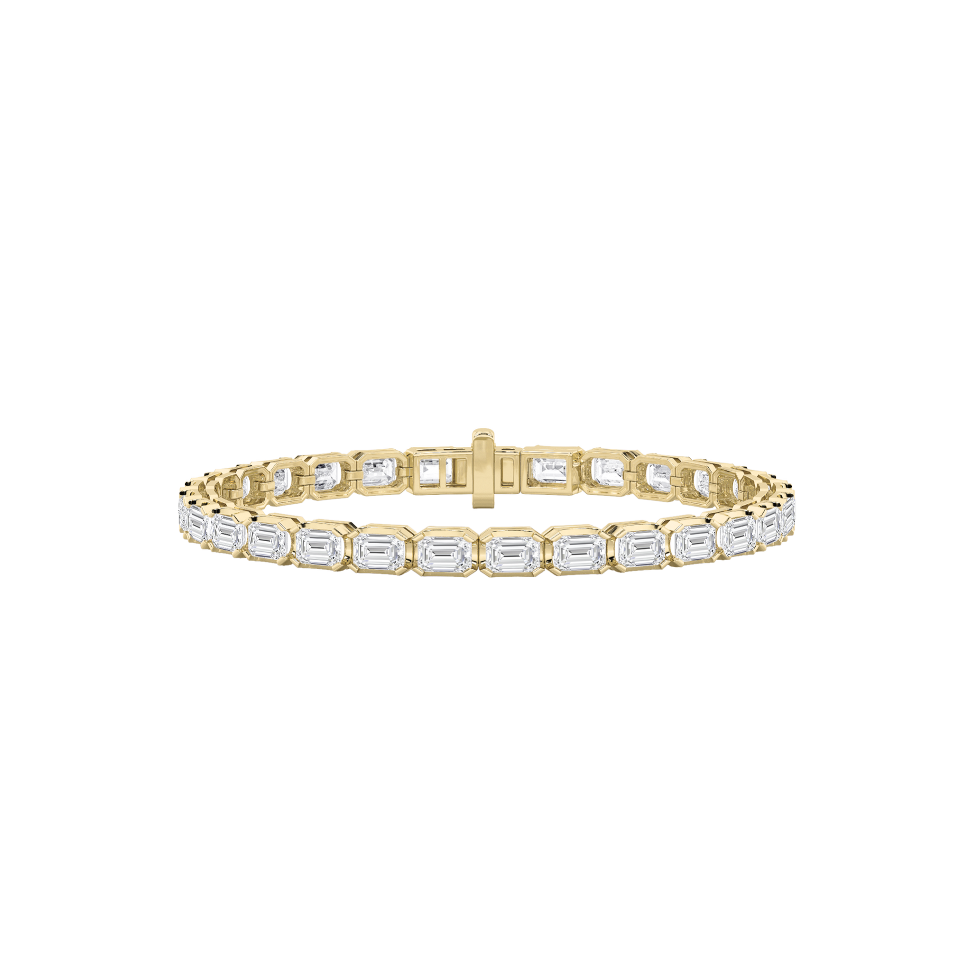 14K Yellow Gold 10ctw Lab Diamond Emerald Cut Bracelet