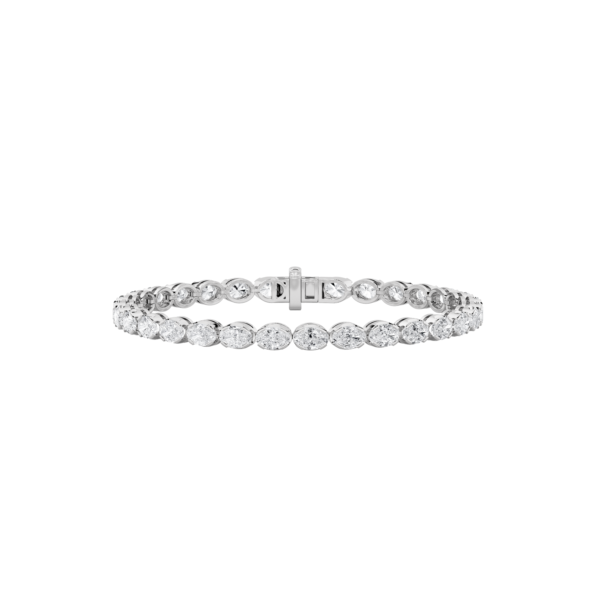 14K White Gold 10ctw Lab Diamond Oval Bracelet