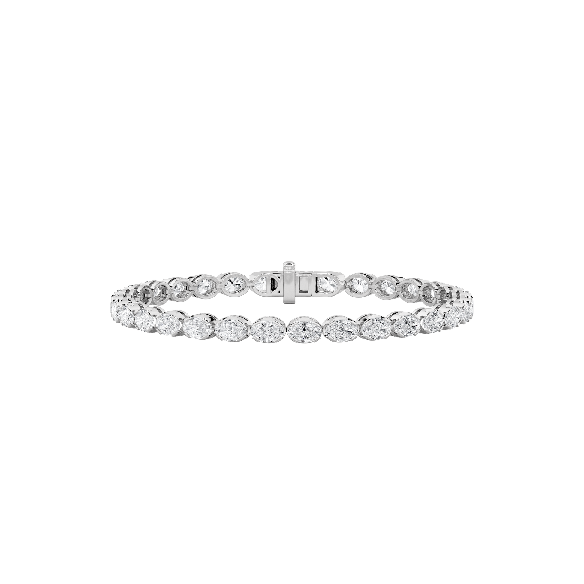 14K White Gold 10ctw Lab Diamond Oval Bracelet