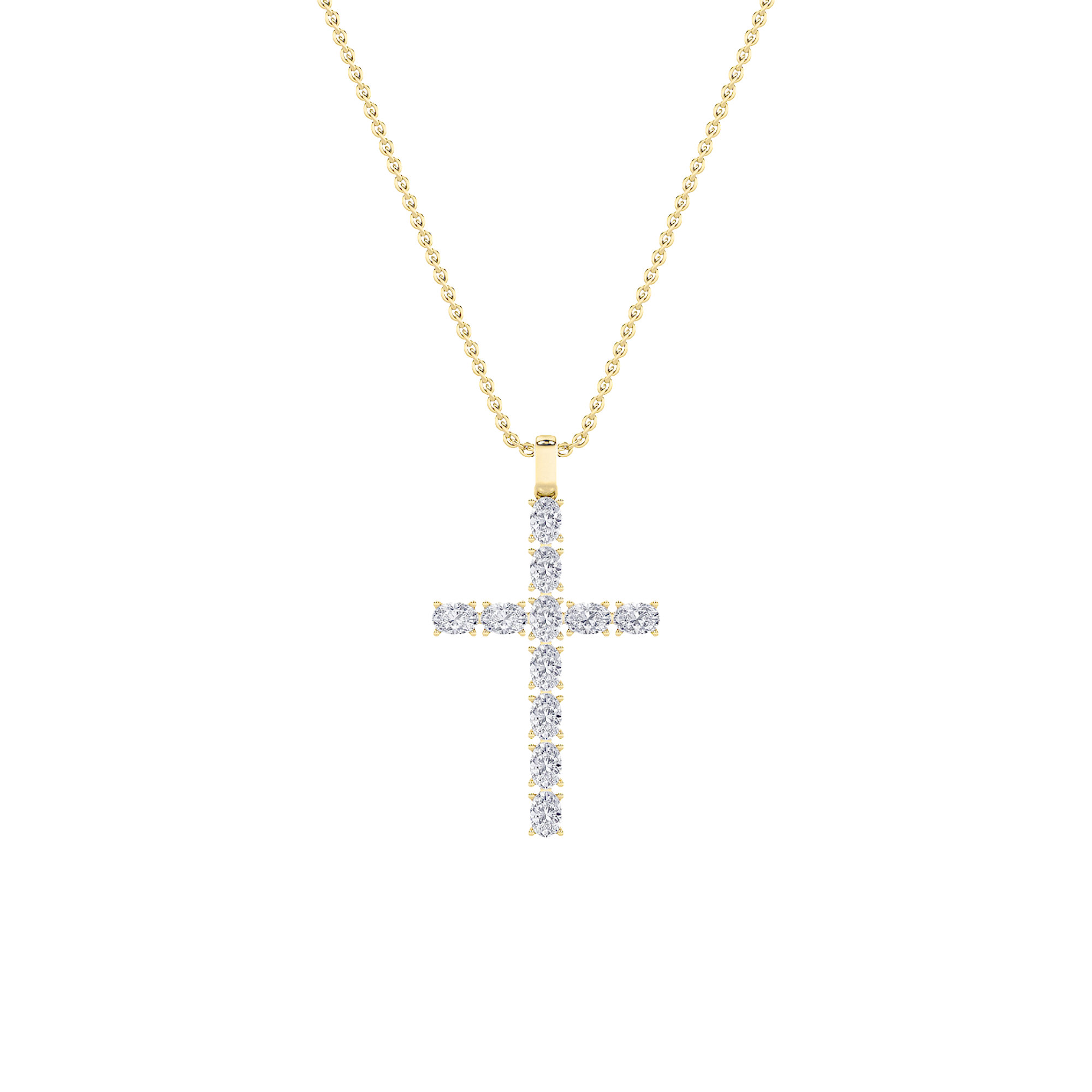 14K Yellow Gold Lab Diamond Pendant 2.1ctw Oval Center