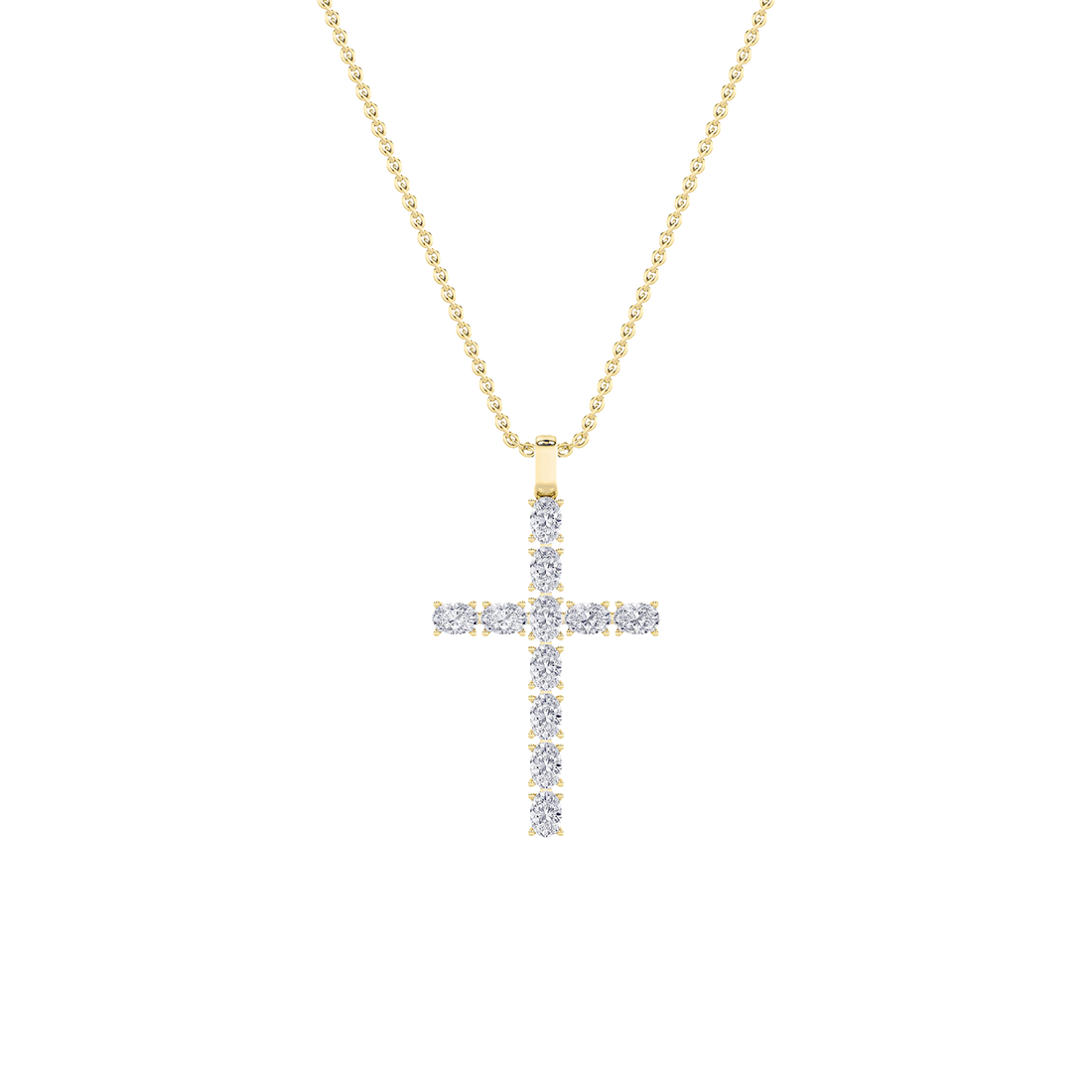 14K Yellow Gold Lab Diamond Pendant 2.1ctw Oval Center