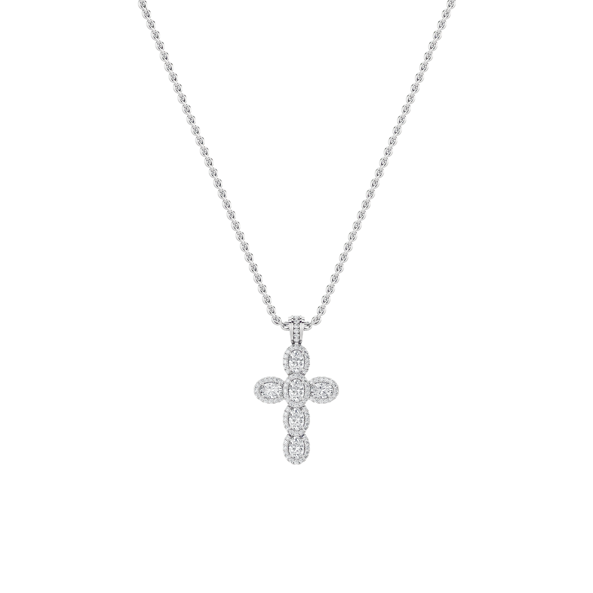 14K White Gold 3ctw Lab Diamond Oval Pendant