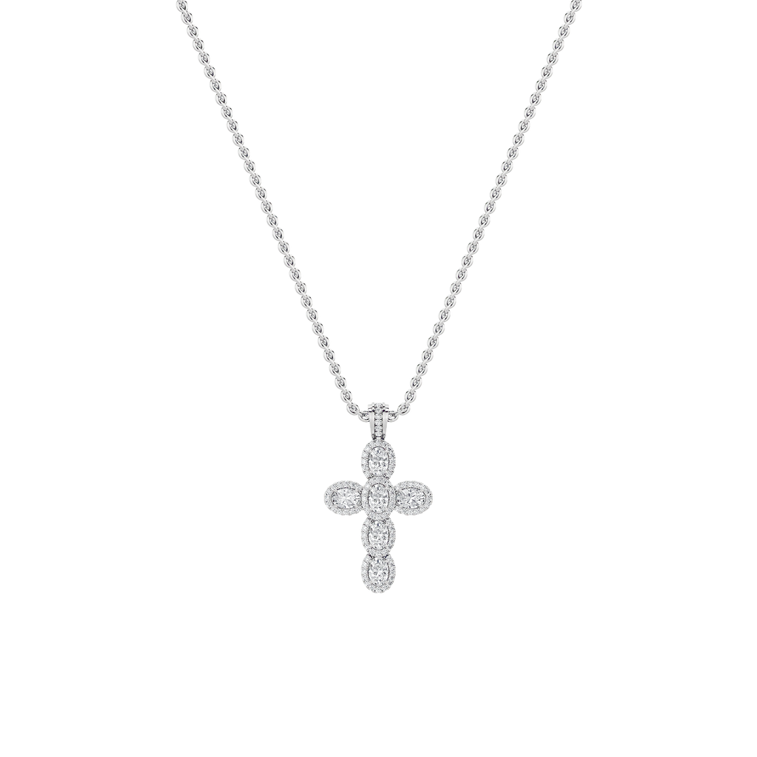 14K White Gold 3ctw Lab Diamond Oval Pendant