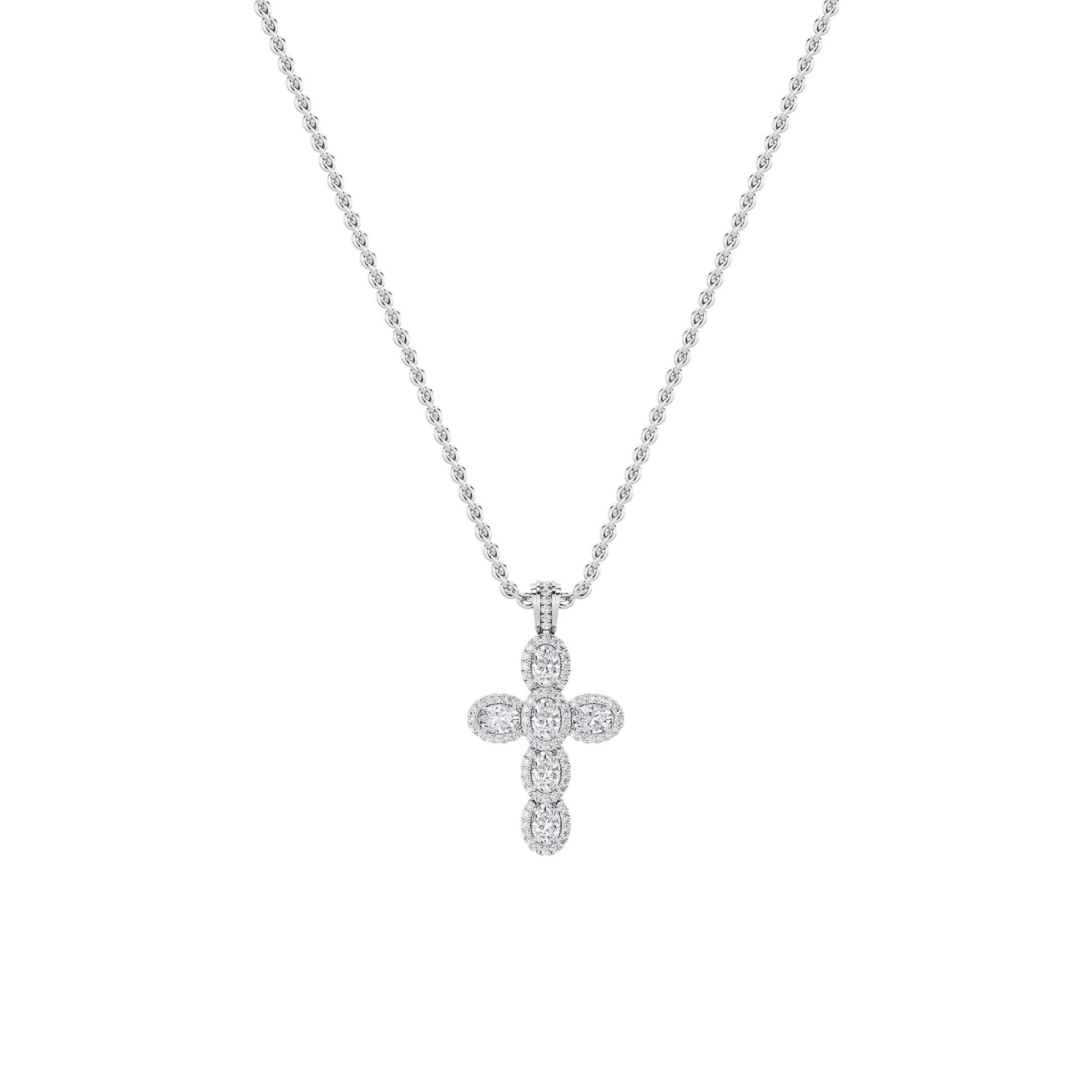 14K White Gold 3ctw Lab Diamond Oval Pendant