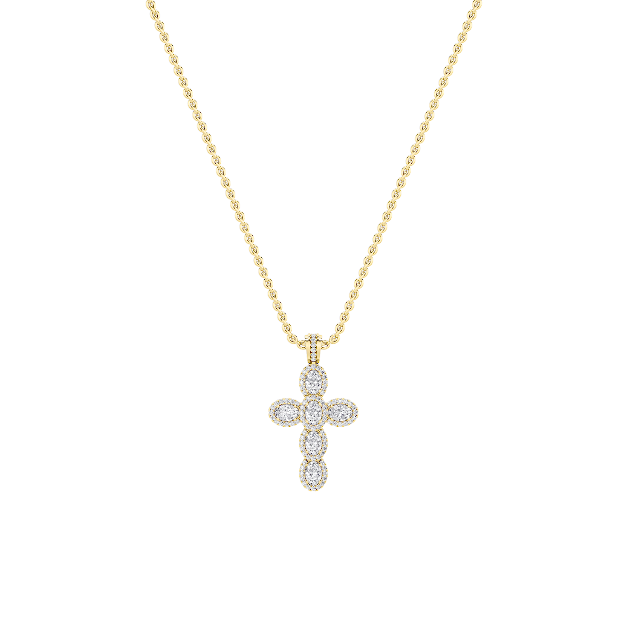 14K Yellow Gold 3ctw Lab Diamond Oval Pendant