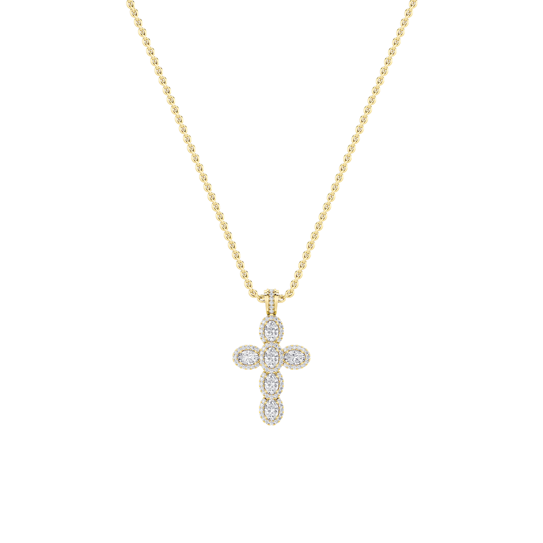 14K Yellow Gold 3ctw Lab Diamond Oval Pendant
