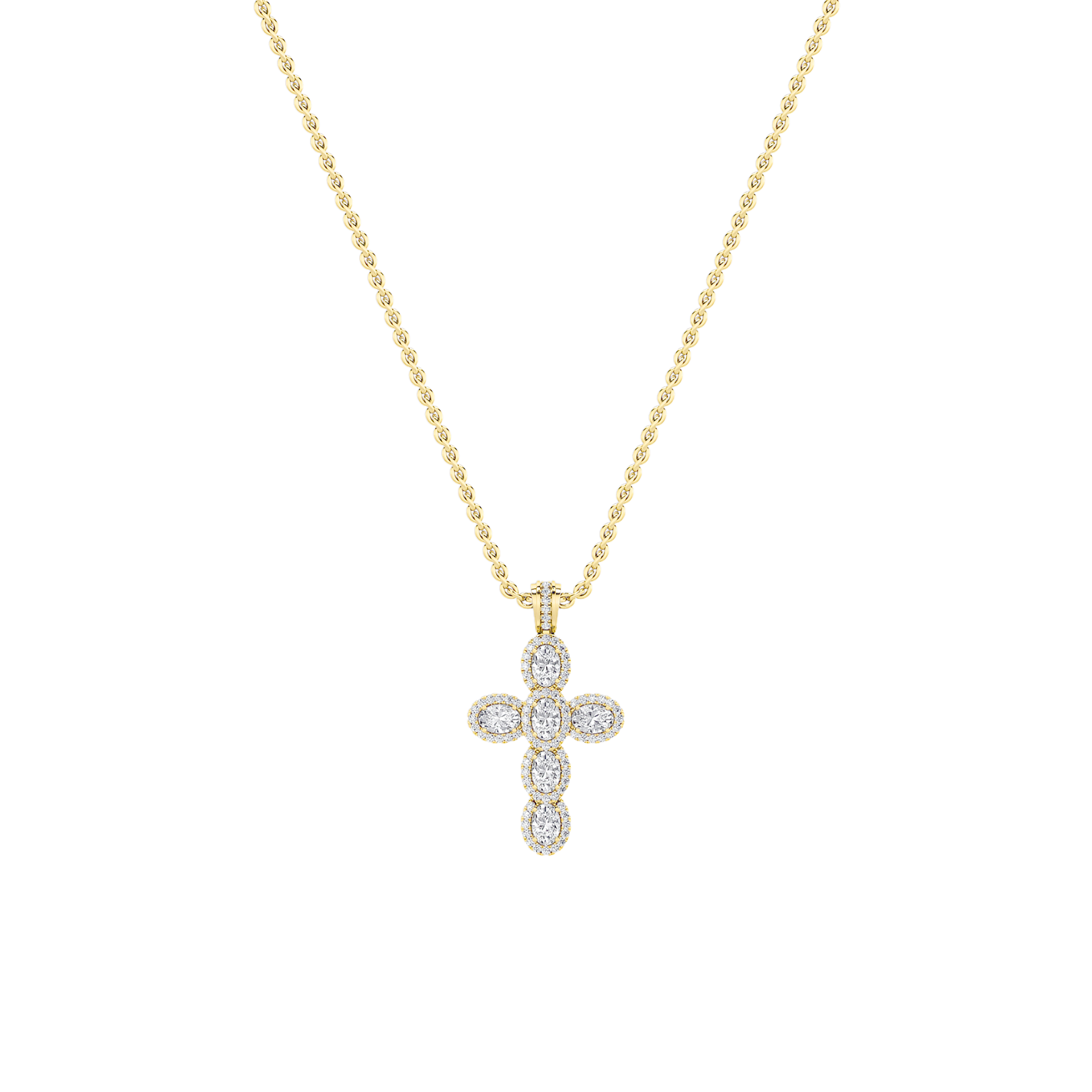 14K Yellow Gold 3ctw Lab Diamond Oval Pendant