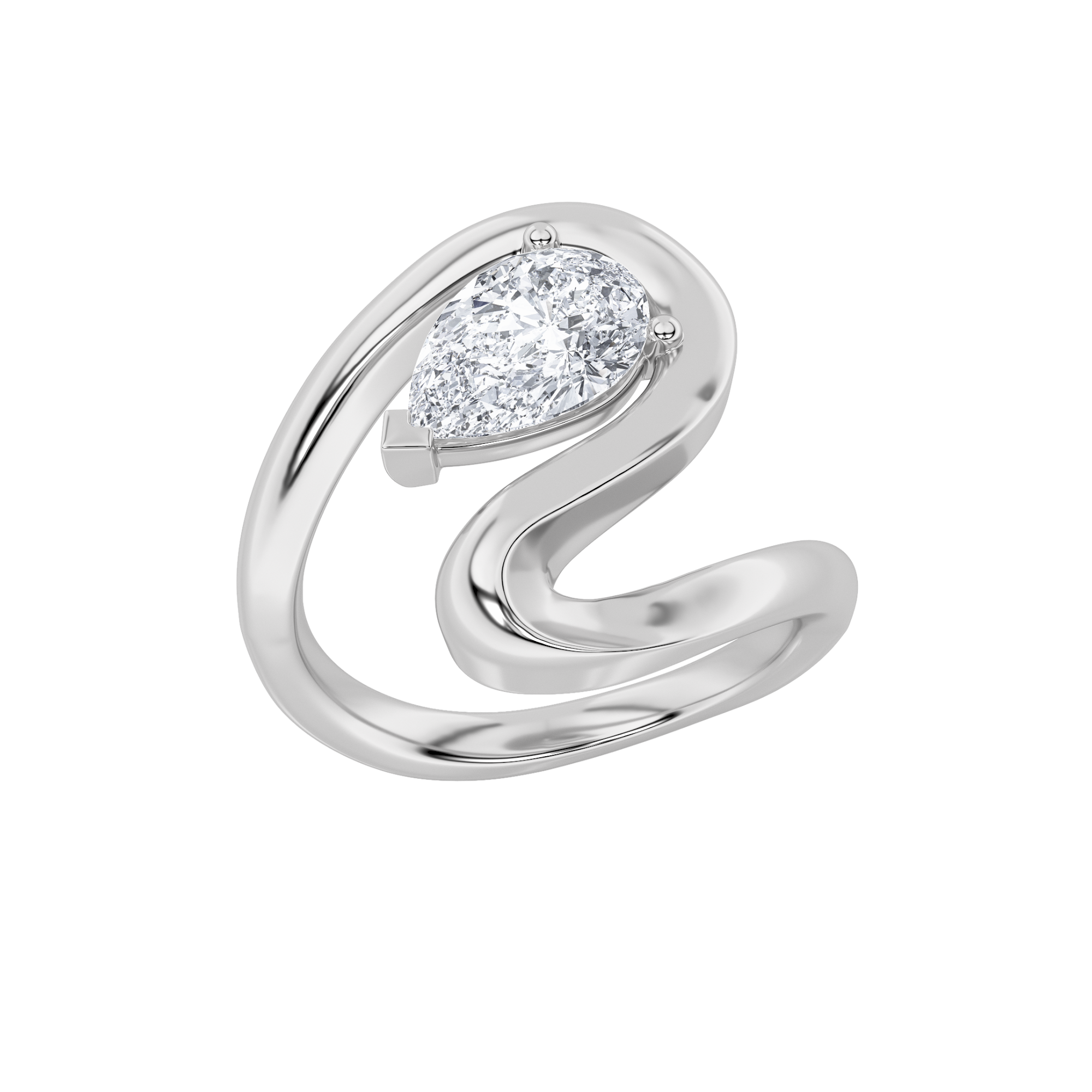 14K White Gold Lab Diamond Ring 1.5ctw Pear Center
