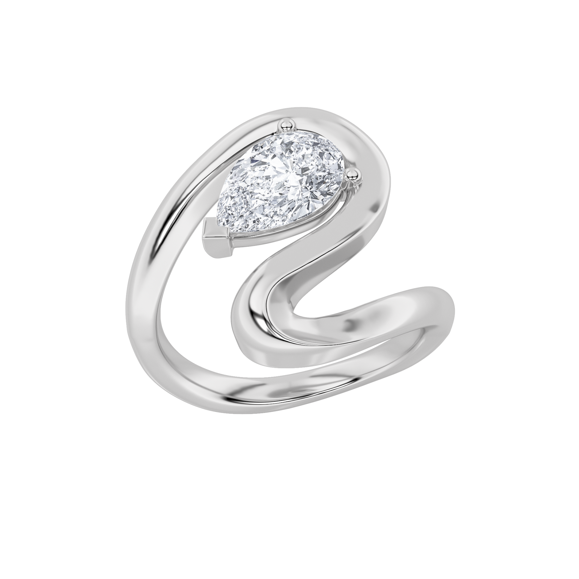 14K White Gold Lab Diamond Ring 1.5ctw Pear Center