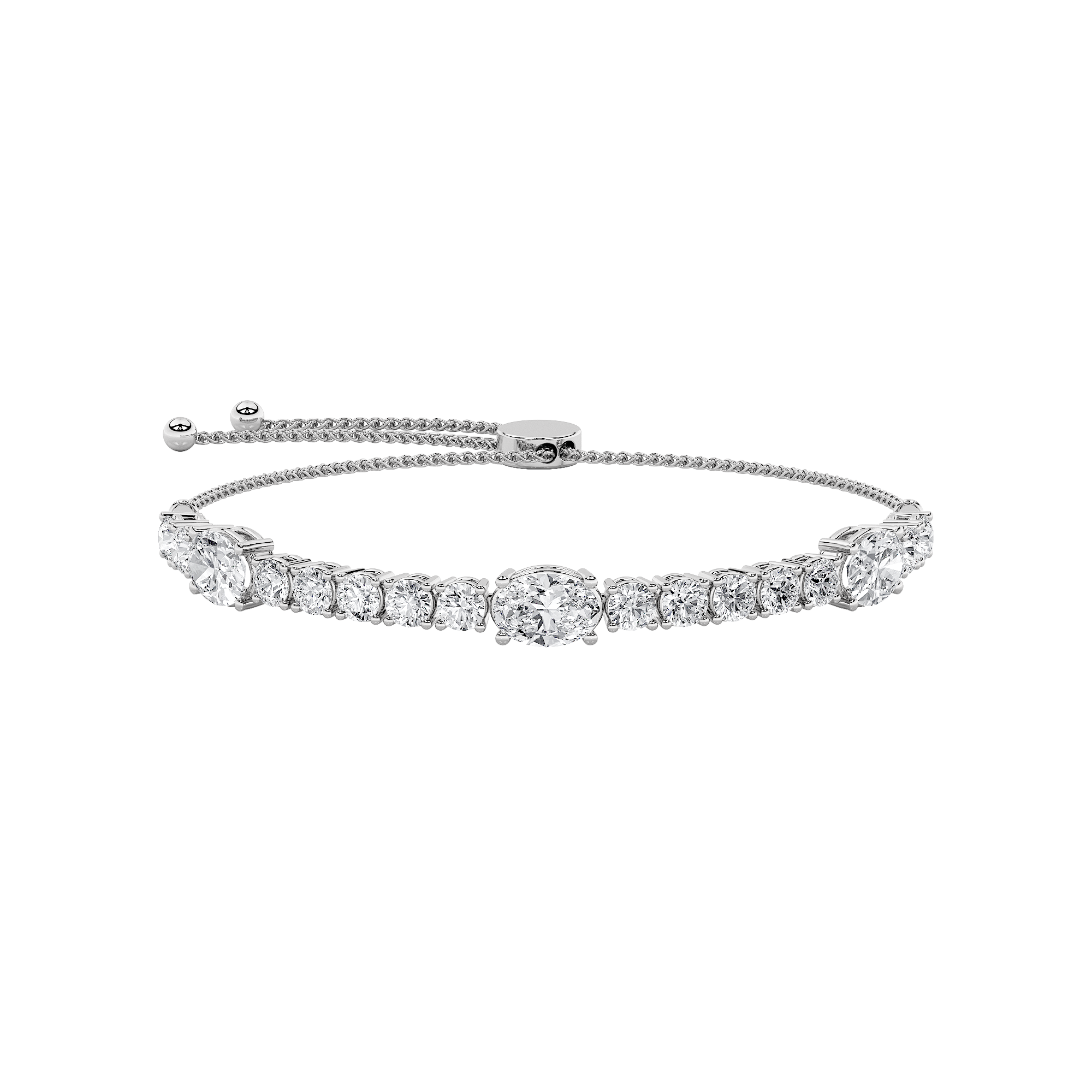 14K White Gold 5ctw Lab Diamond Oval Bracelet