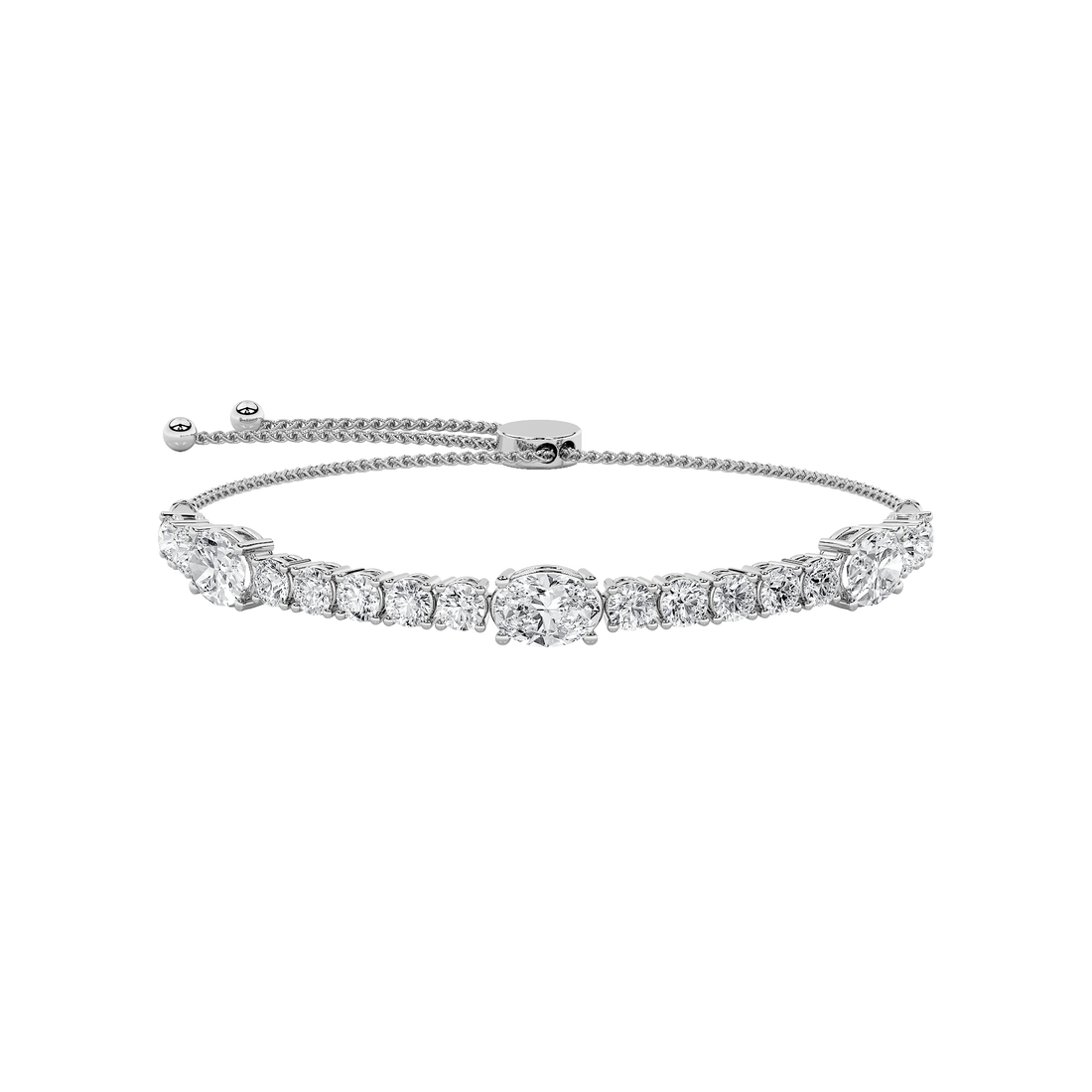 14K White Gold 5ctw Lab Diamond Oval Bracelet