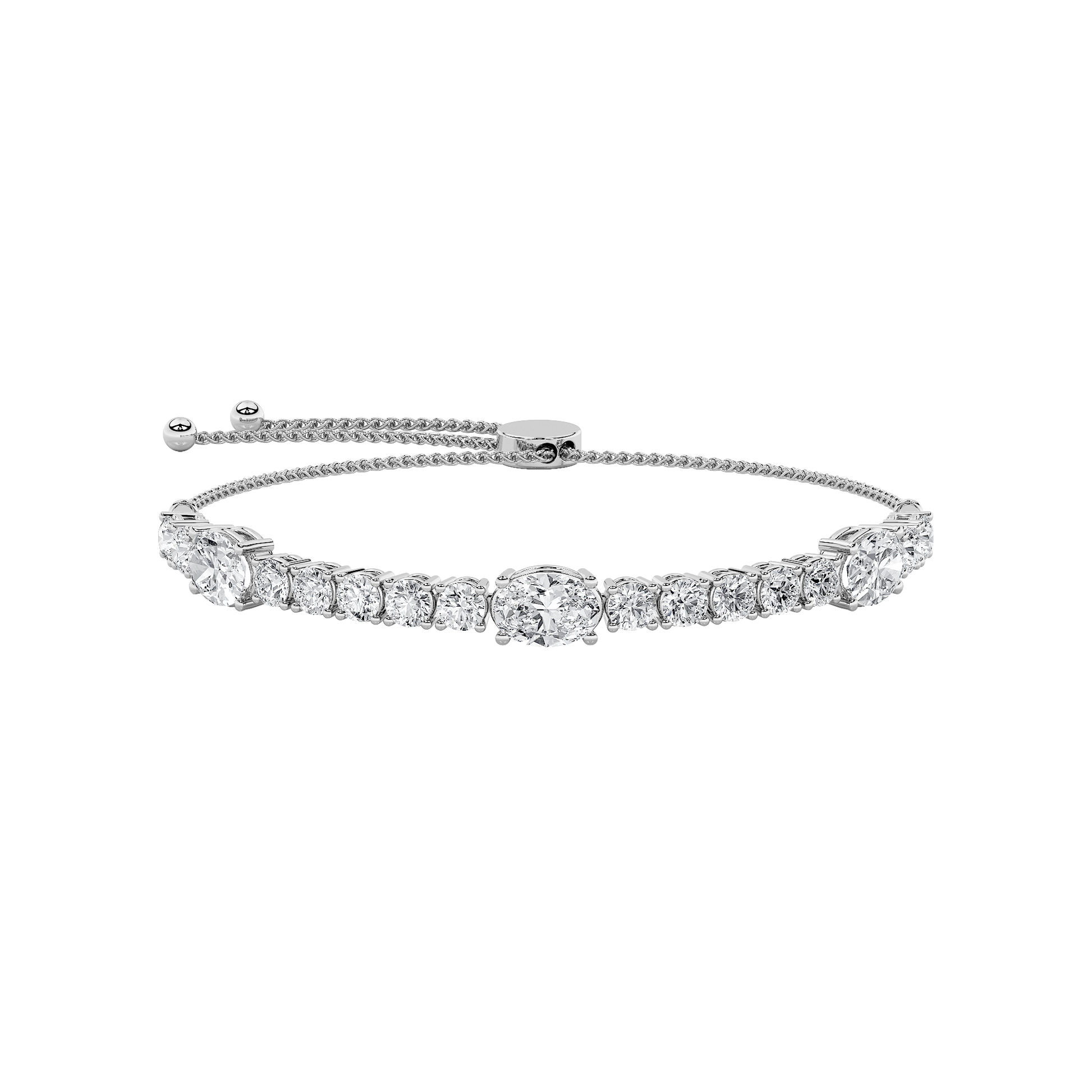14K White Gold 5ctw Lab Diamond Oval Bracelet