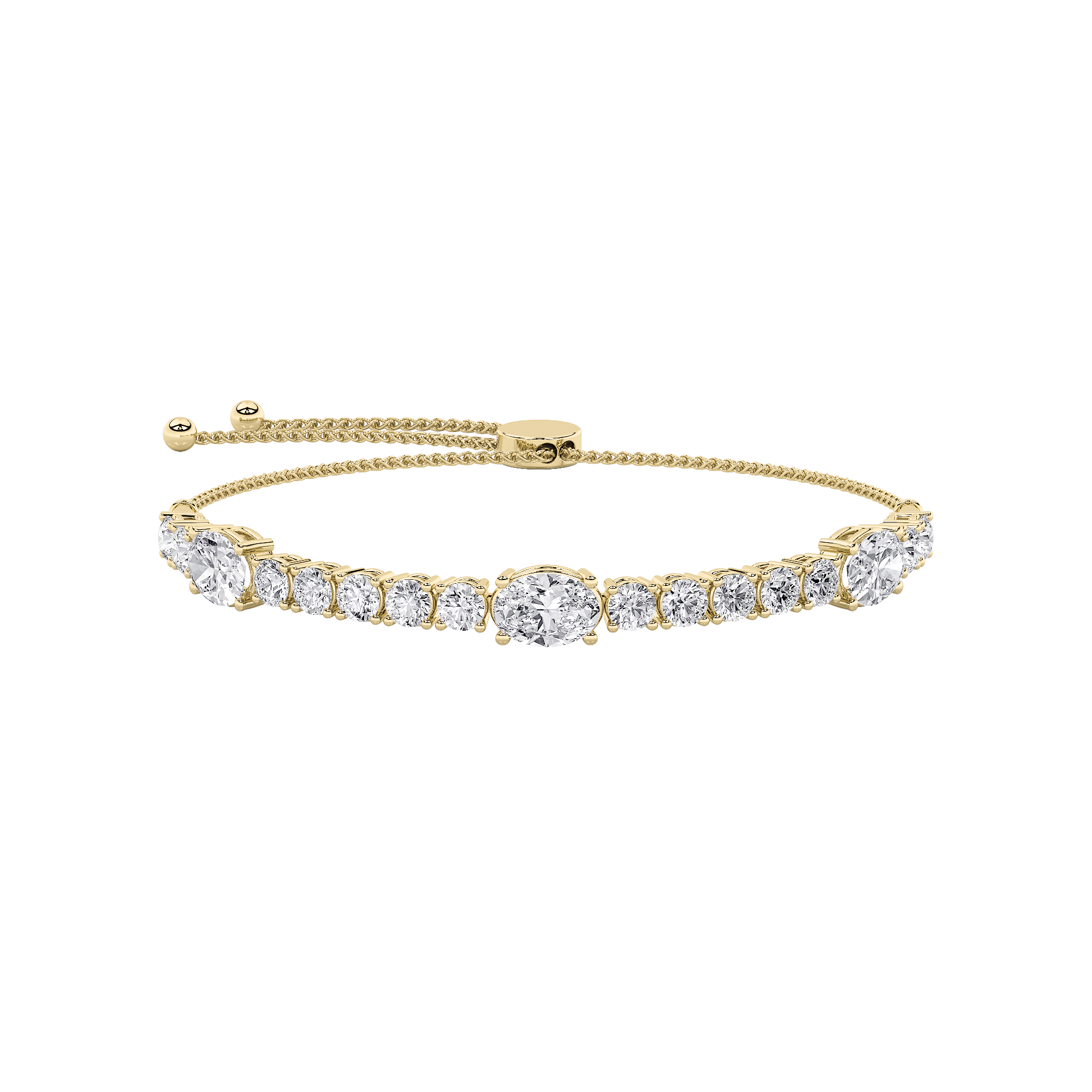 14K Yellow Gold 5CTW Lab Diamond Oval Bracelet