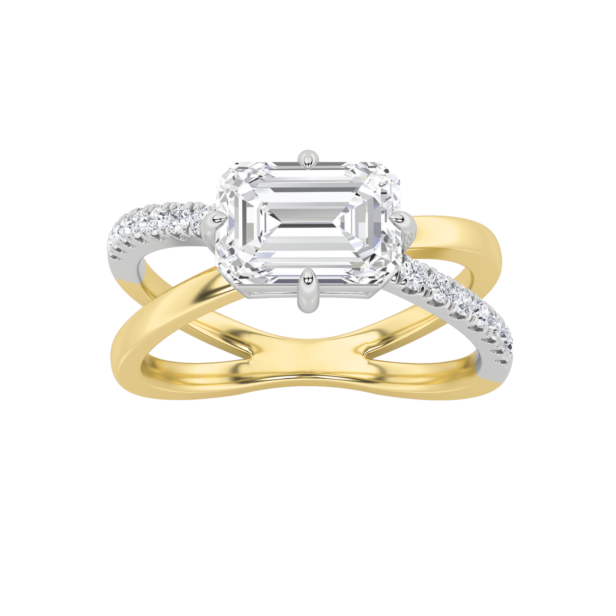 14K Yellow Gold 2ctw Lab Diamond Emerald Ring Sz 7