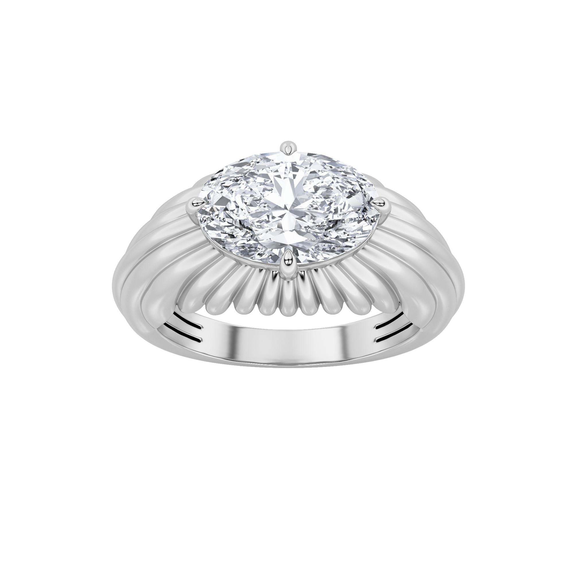 14K White Gold 2ct Oval Lab Diamond Ring Sz7