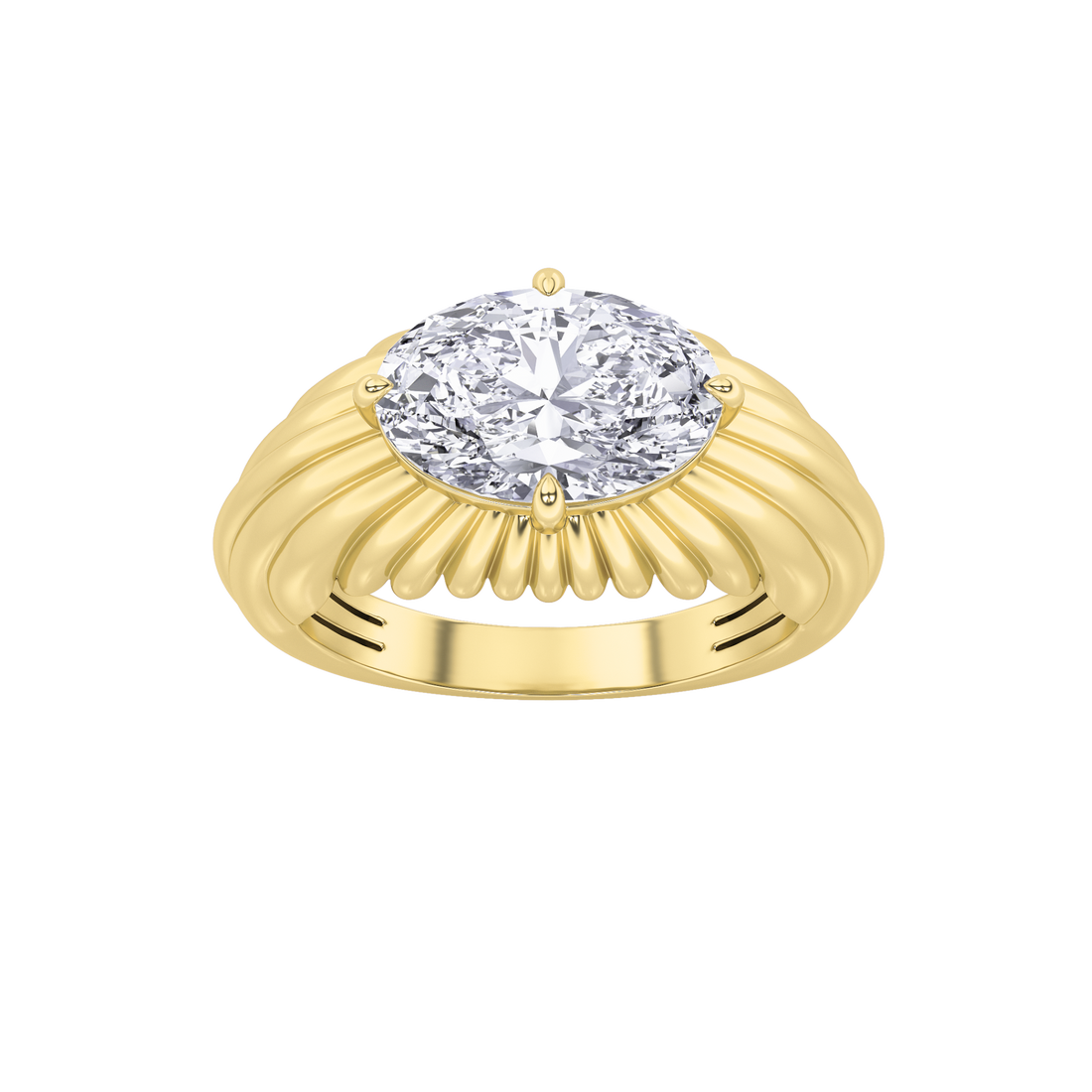 14K Yellow Gold 3ctw Lab Diamond Oval Ring Sz 7