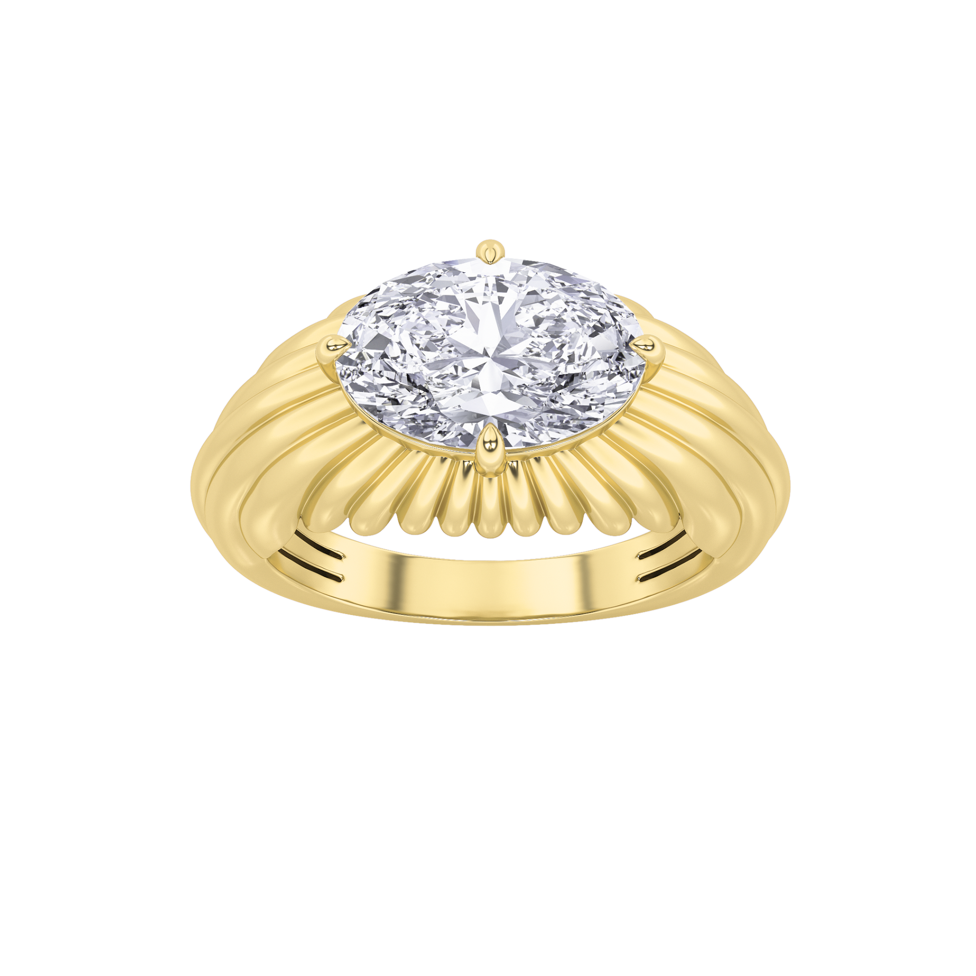 14K Yellow Gold 3ctw Lab Diamond Oval Ring Sz 7