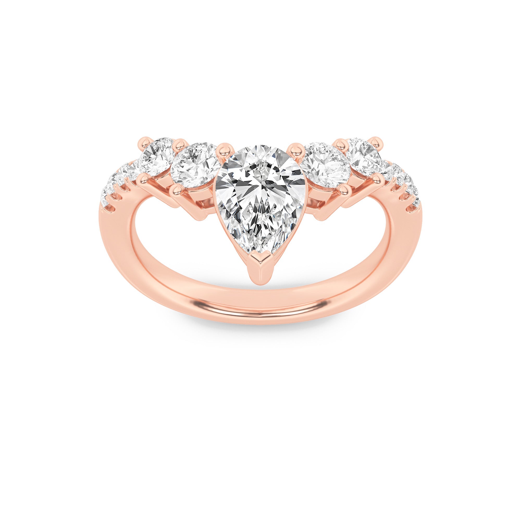 14K Rose Gold 1.5ctw Lab Diamond Pear Ring Sz 7